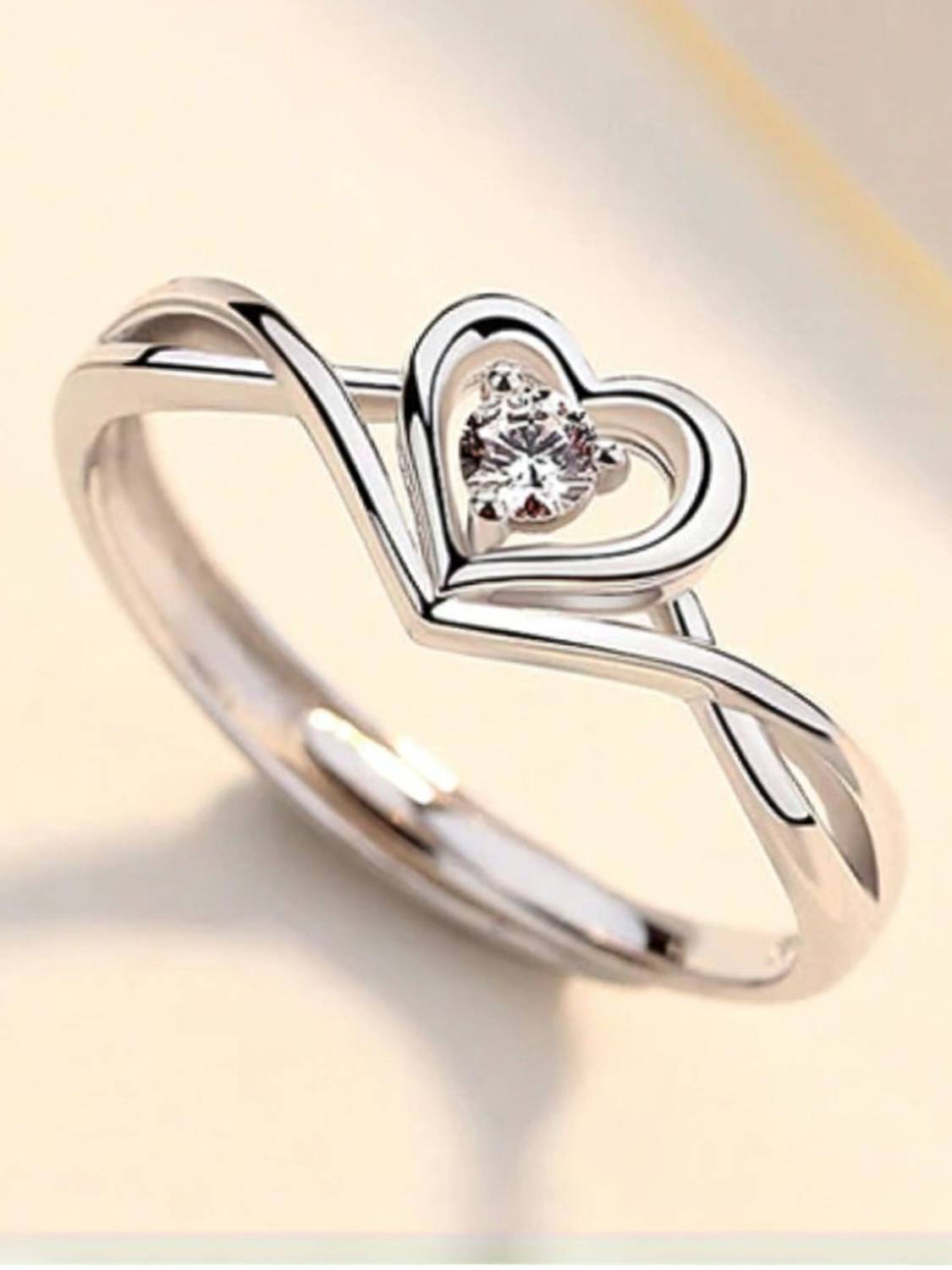 Devora Sizzling Solitaire Adjustable Heart Ring