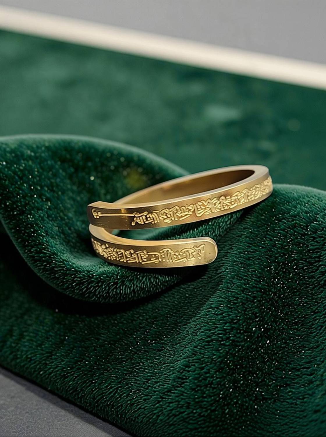 AjaraGems Premium Ayatul Kursi Ring Gold Tone Adjustable Unisex Finger Ring Stainless Steel Gold Plated Ring