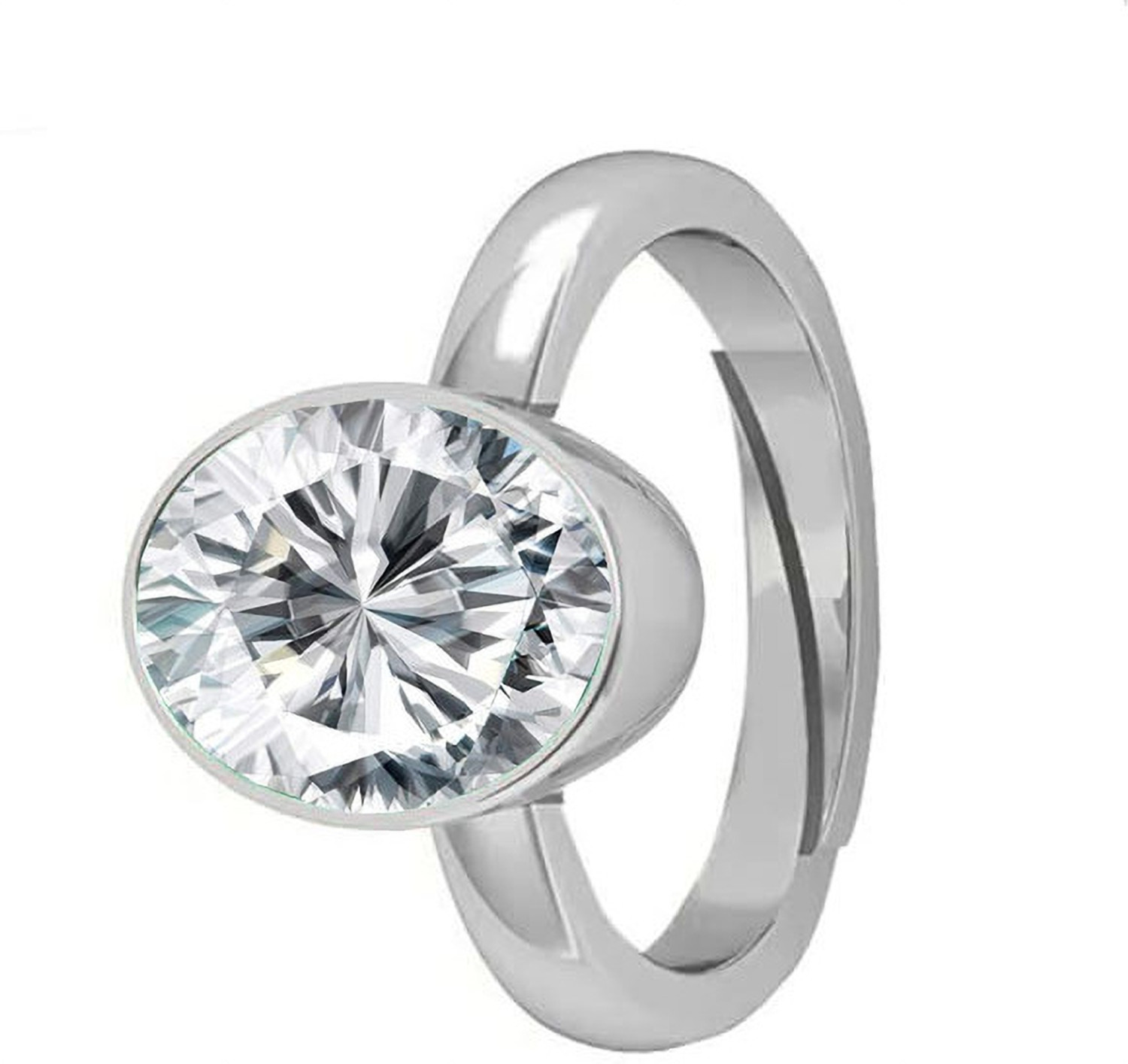Image of Sidharth Gems 11.25 Ratti 10.00 Crt Zircon Ring Diamond Ring American Diamond Zircon Stone Brass Zircon Silver Plated Ring