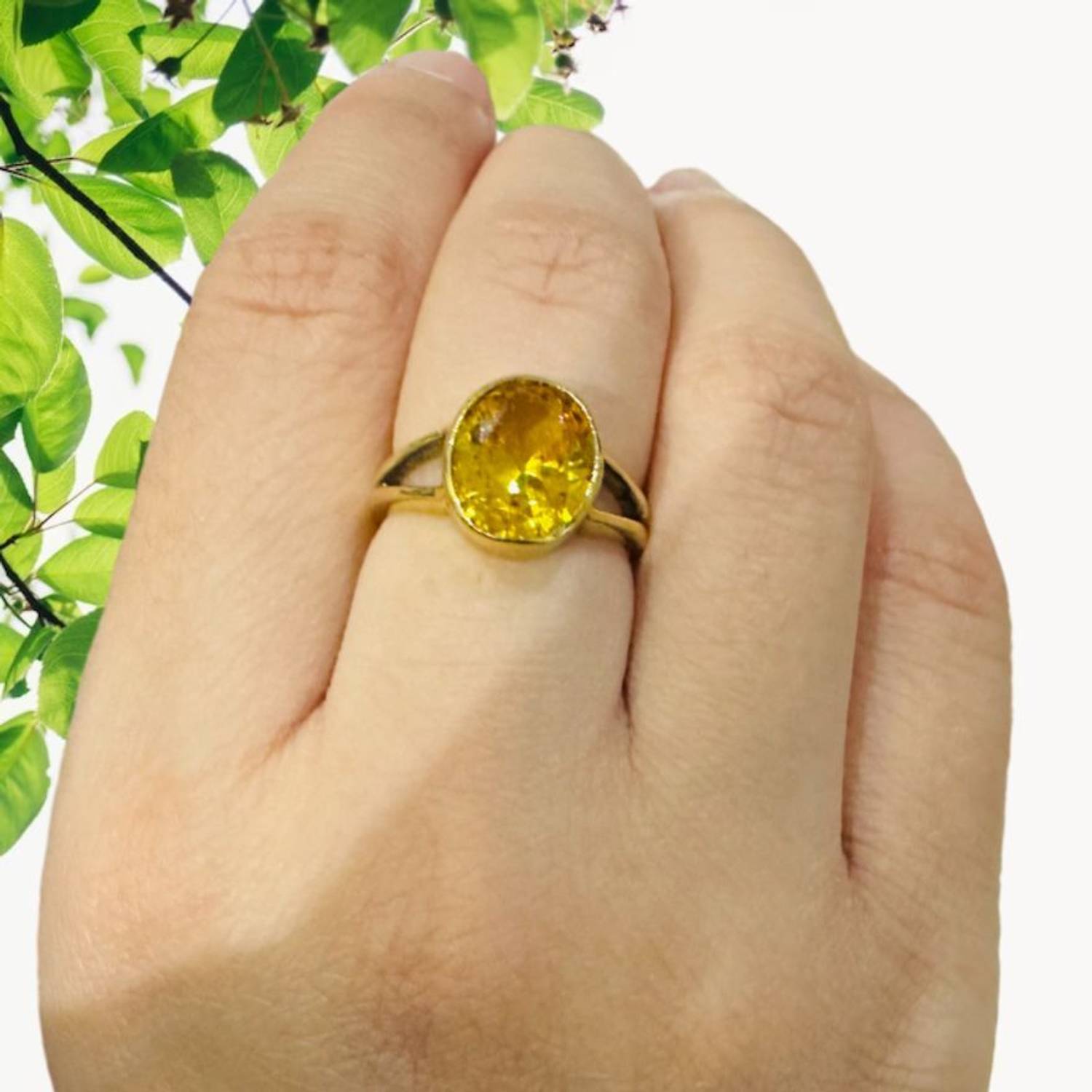 Chopra Gems Natural & Precious Pukhraj Ring with certified yellow sapphire stone Brass Ring