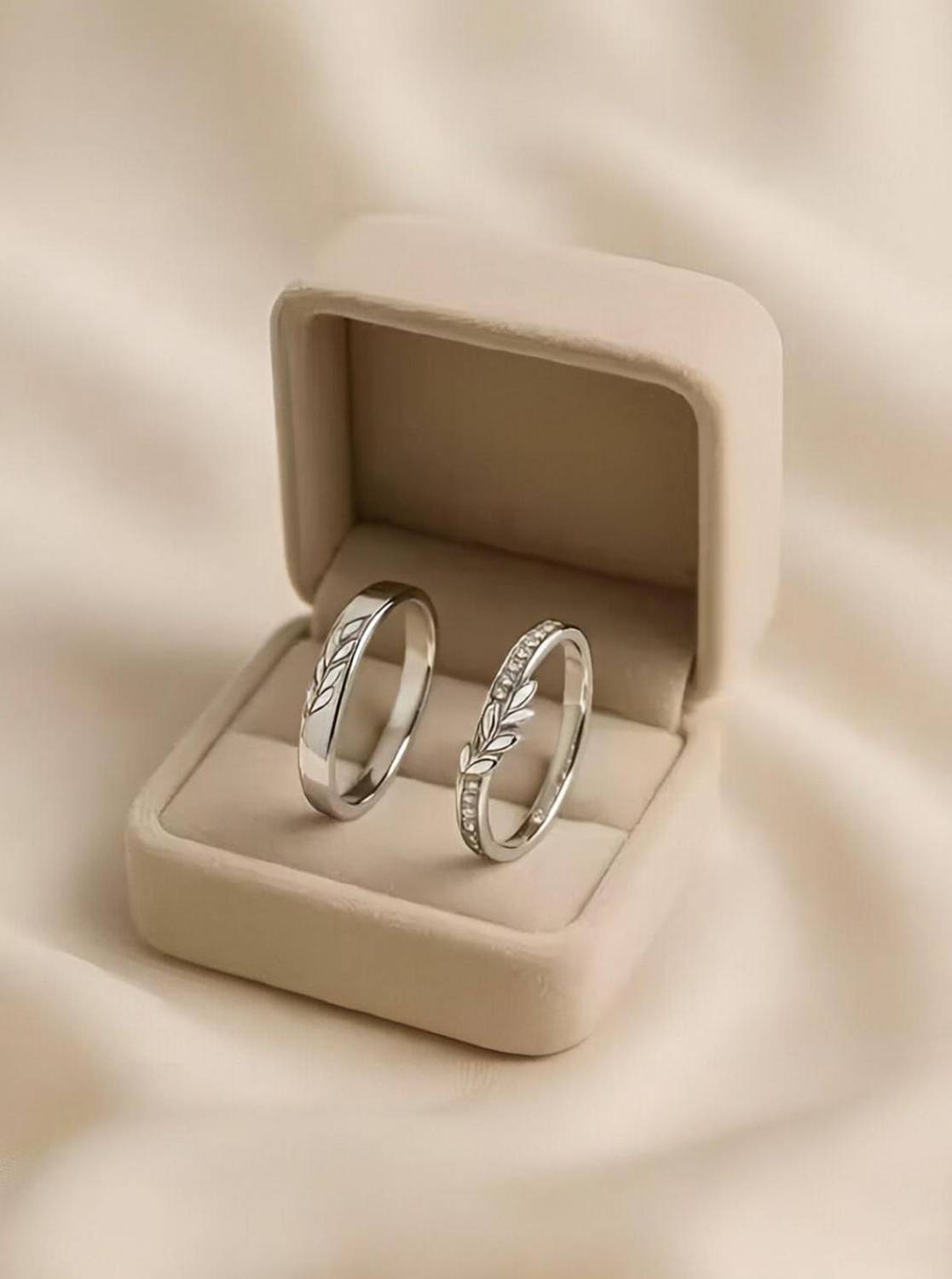 GanPatique Adjustable Couple Rings Set Silver - Image 1