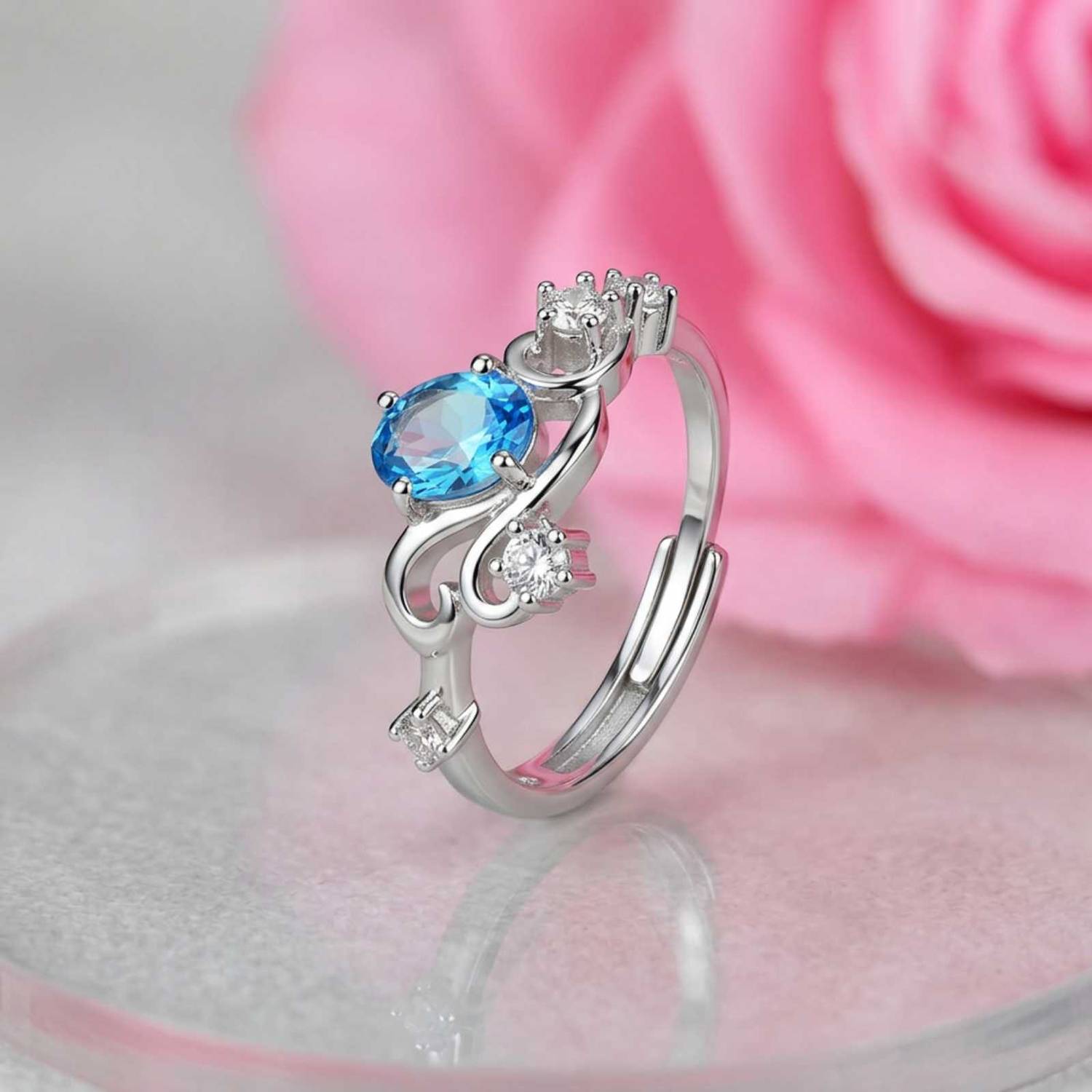 Zarkan 925 Sterling Silver Azure Tide Blue Topaz Ring - Image 1