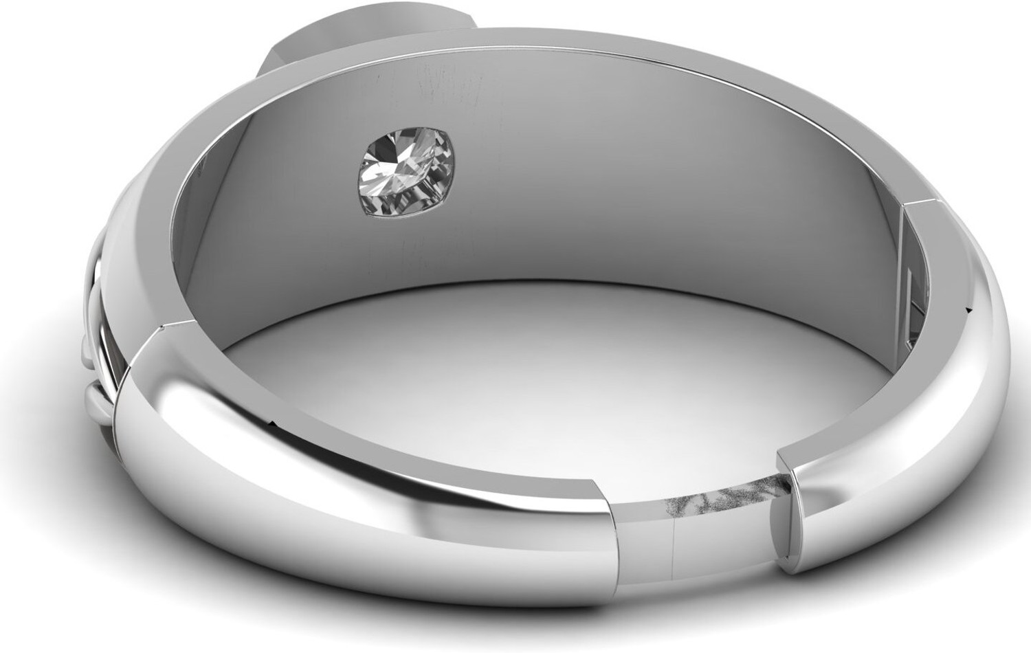Image of Vitra Jewellery White American Diamond Ring, Pure Silver 925 Adjustable Band Ring For Men /Boys Silver Zircon Rhodium Plated Ring