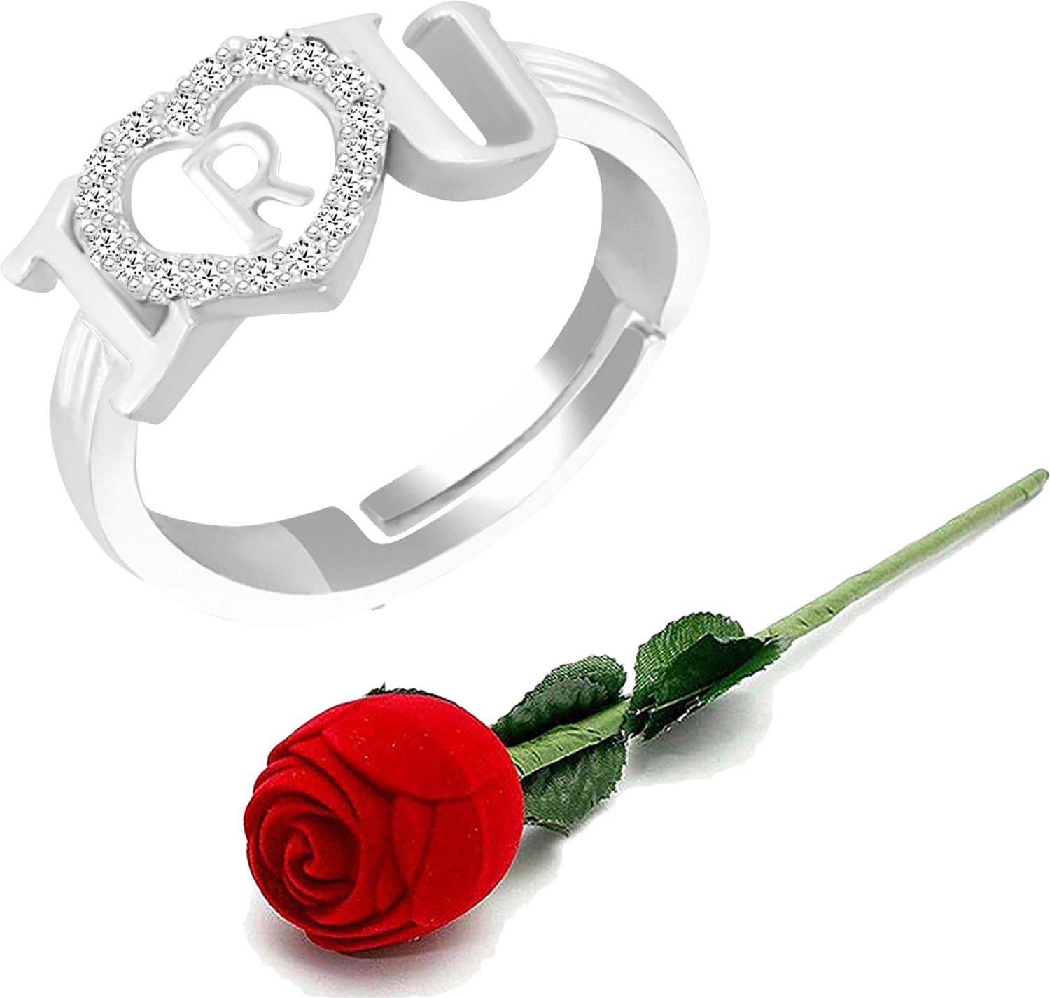 Divastri Silver Rings girls women lovers couple Love Heart R