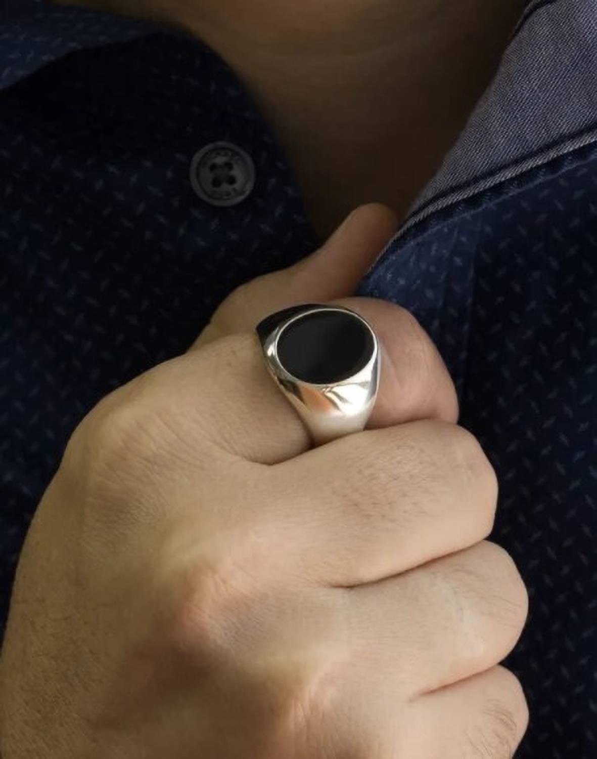 zebisco Sterling Silver Oval Onyx Signet Ring Mens Silver Black