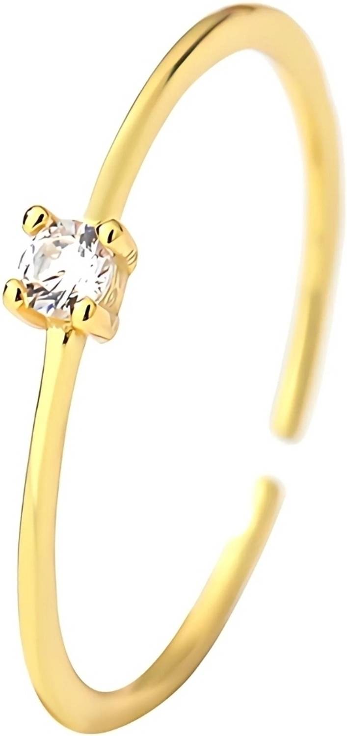 BRD jewelry Minimalist Dainty Gold Plated Silver Ring Zircon Silver Ring For Women & Girls Silver Cubic Zirconia Rhodium Plated Ring