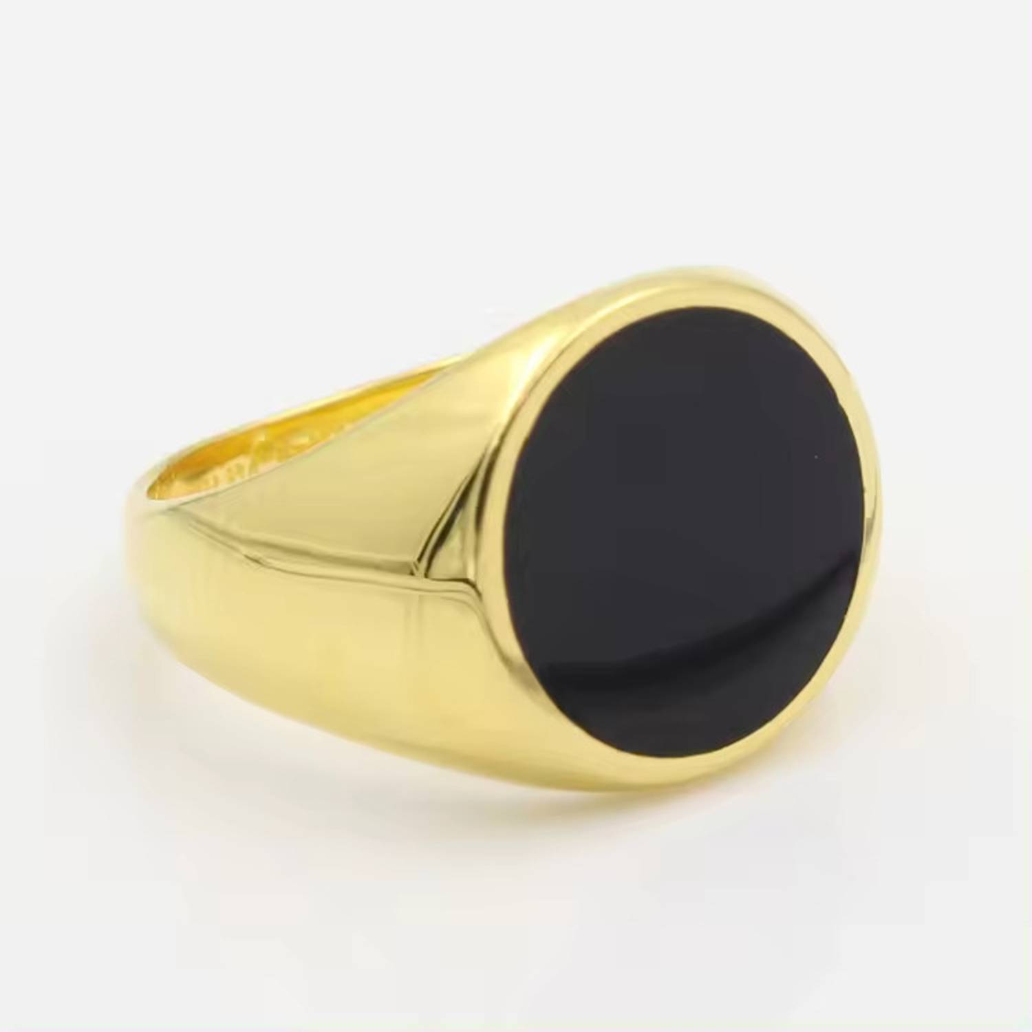 zebisco Gold Onyx mens Signet Ring Stainless Steel, Sterling
