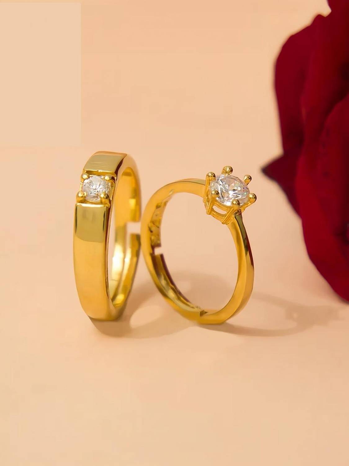 Ajish fashion Ajish golden couple ring Stainless Steel Gold Plated Ring Set