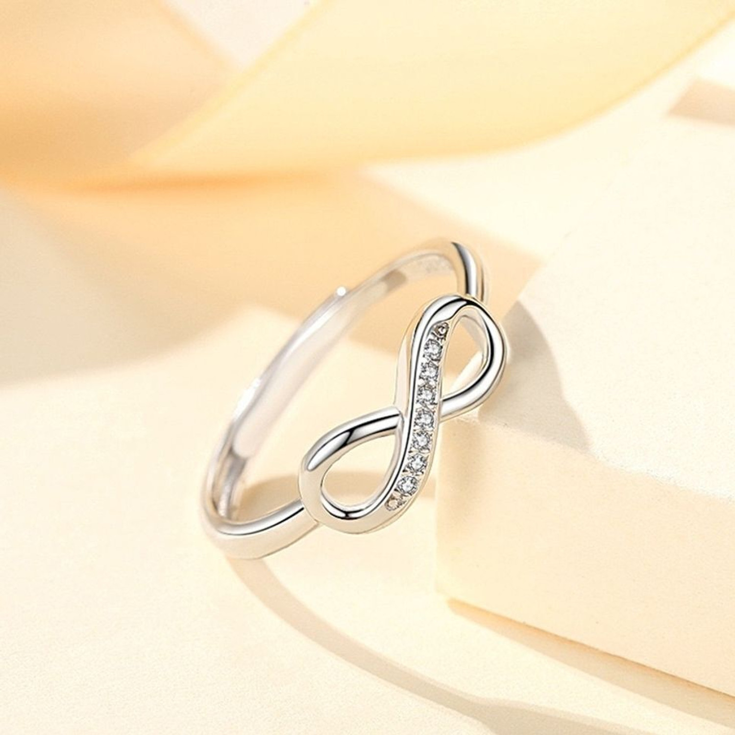 Image of MYKI Elegant Ring For Women & Girls Stainless Steel Cubic Zirconia Silver Plated Ring