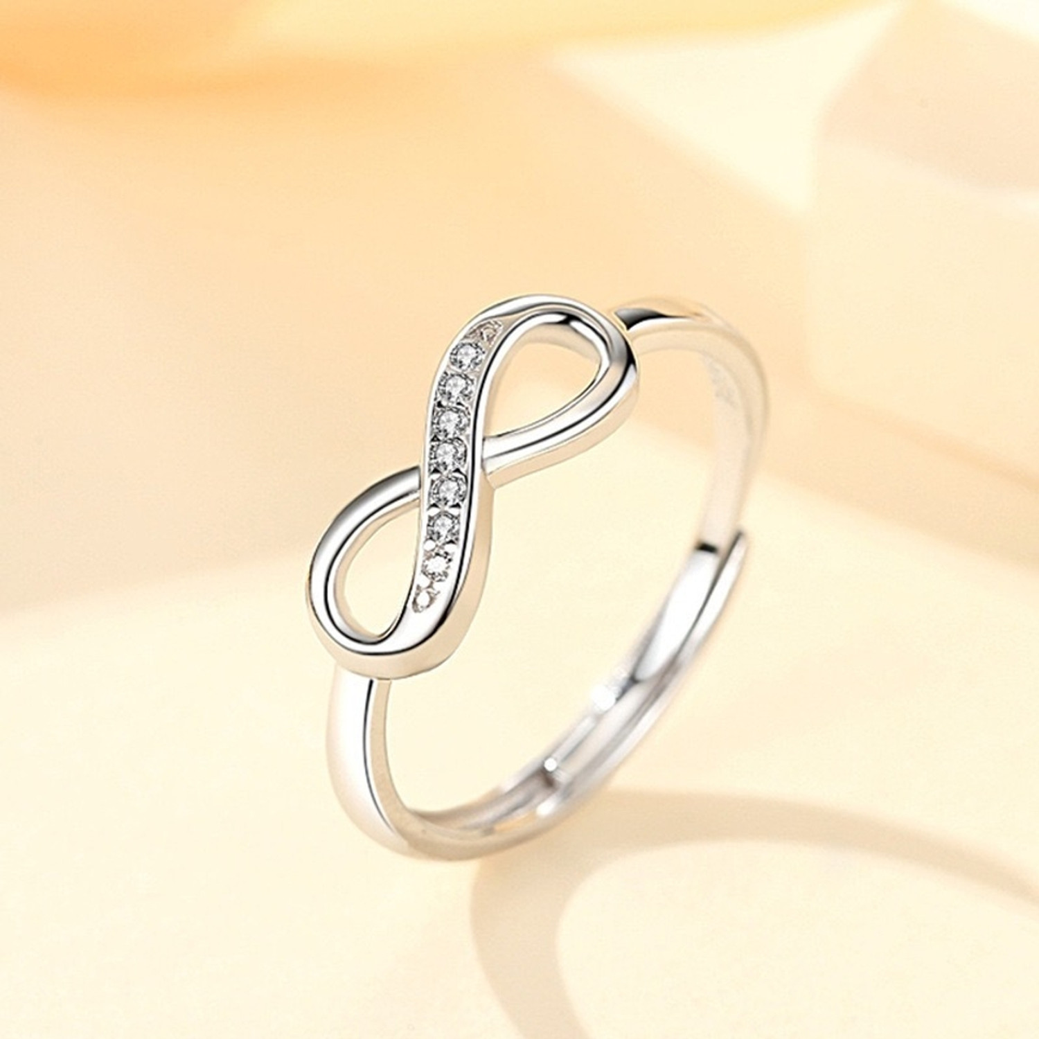 Image of MYKI Elegant Ring For Women & Girls Stainless Steel Cubic Zirconia Silver Plated Ring