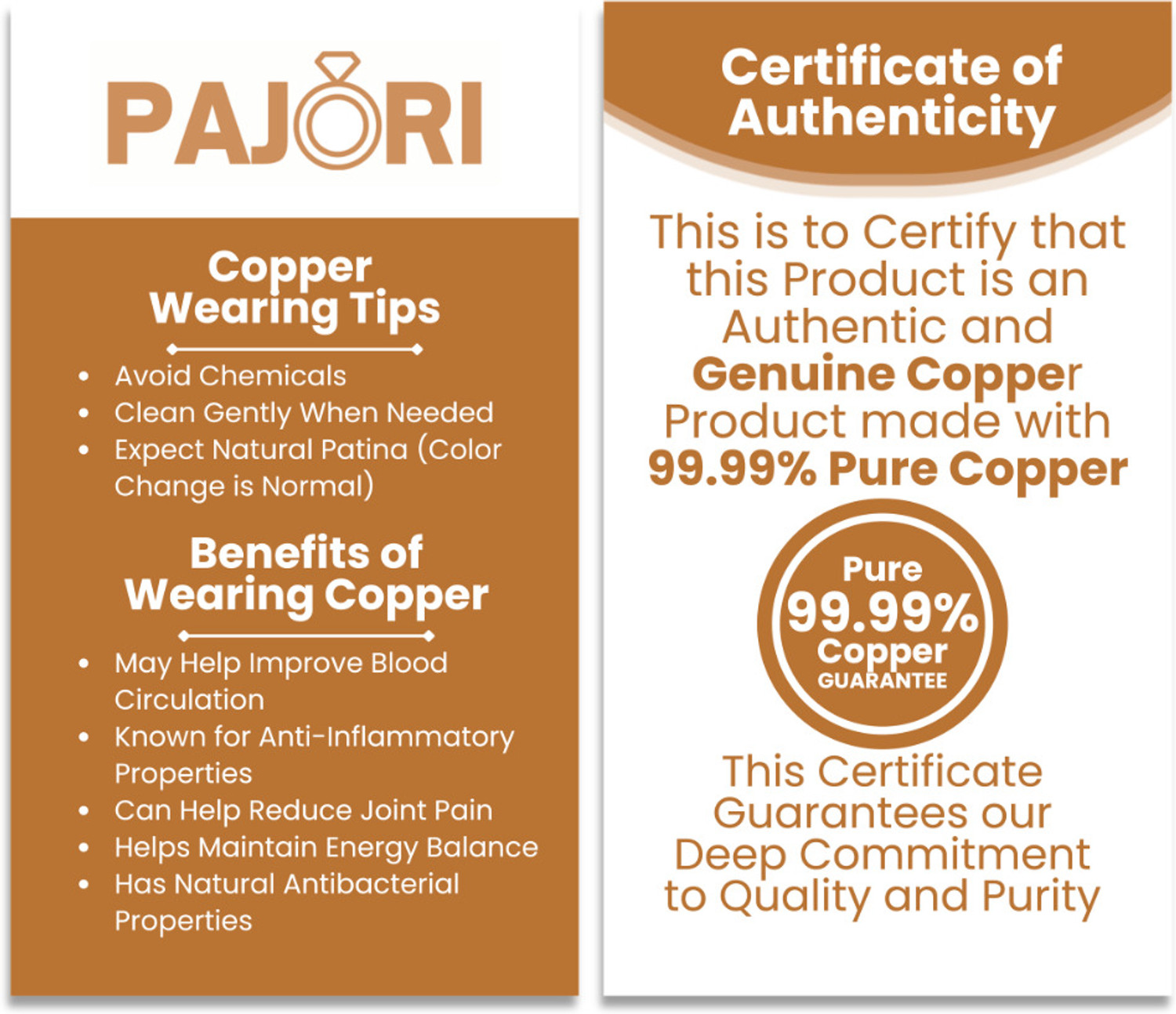 Image of PAJORI 100% Copper Adjustable Ring Tamba Challa for Men & Women Copper Ring
