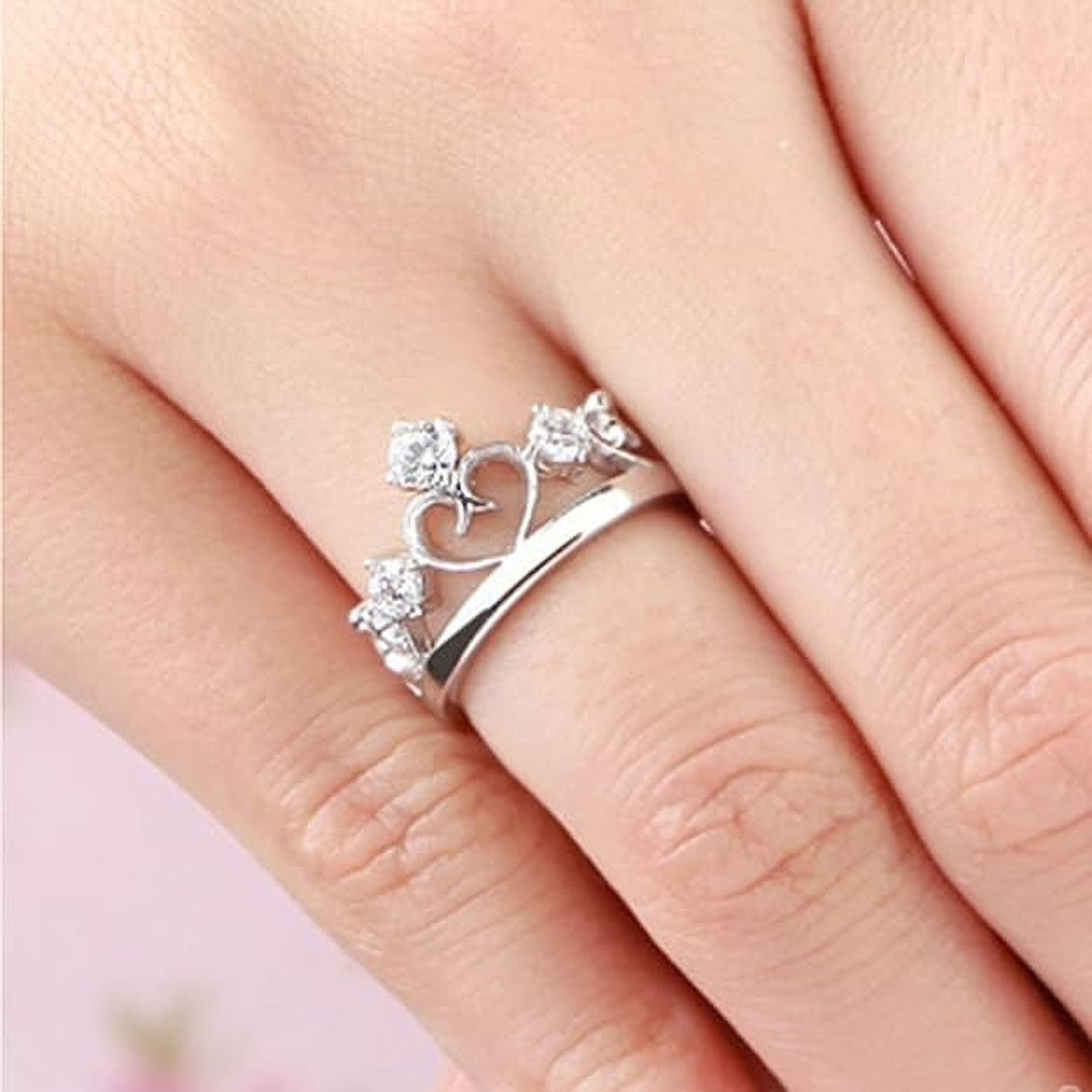 Image of Tanishee- The Real Jewels CROWN RING Stainless Steel Zircon Silver Plated Ring