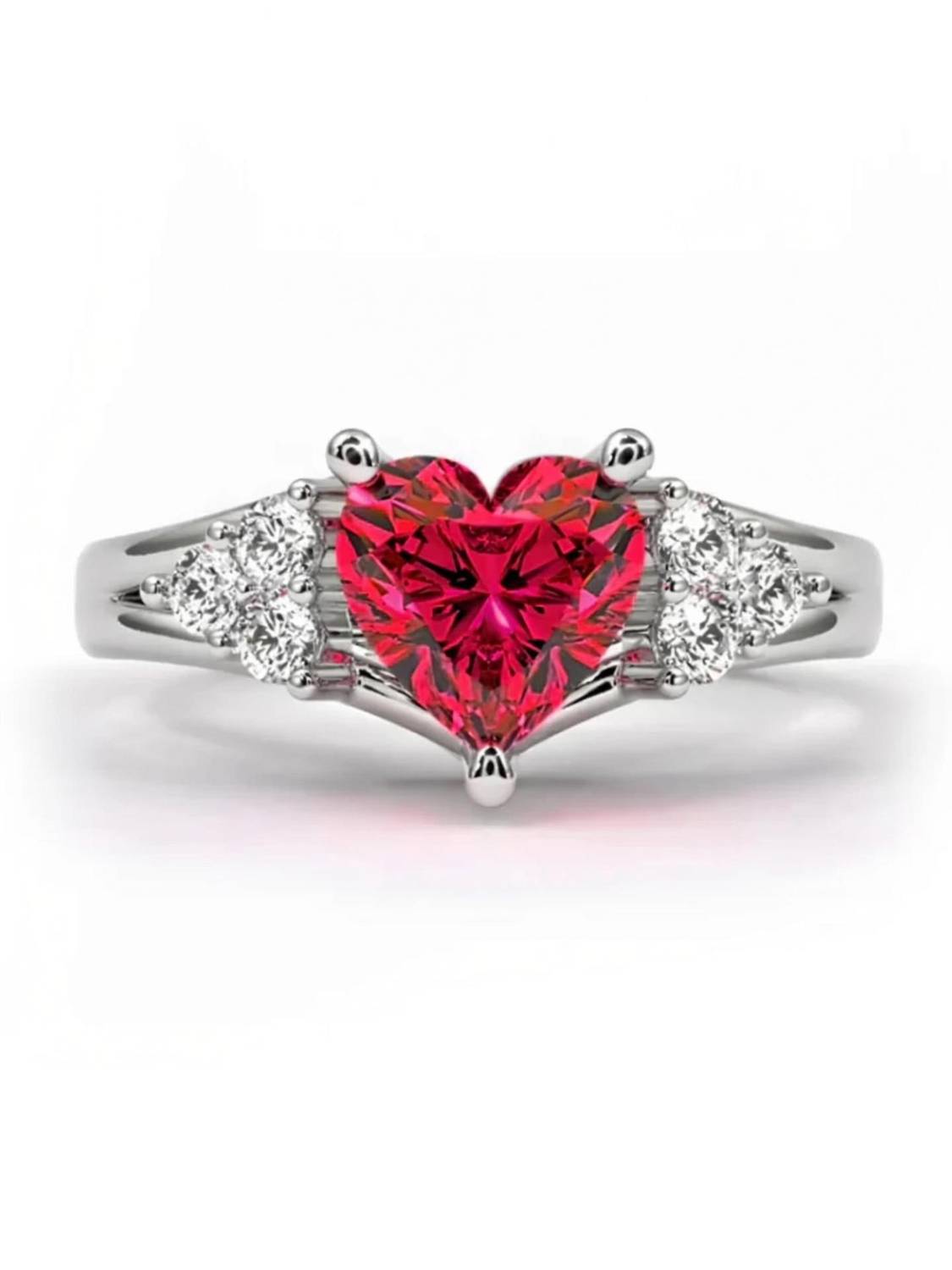 Zarkan Crystal Love Ruby Heart Ring - Image 1