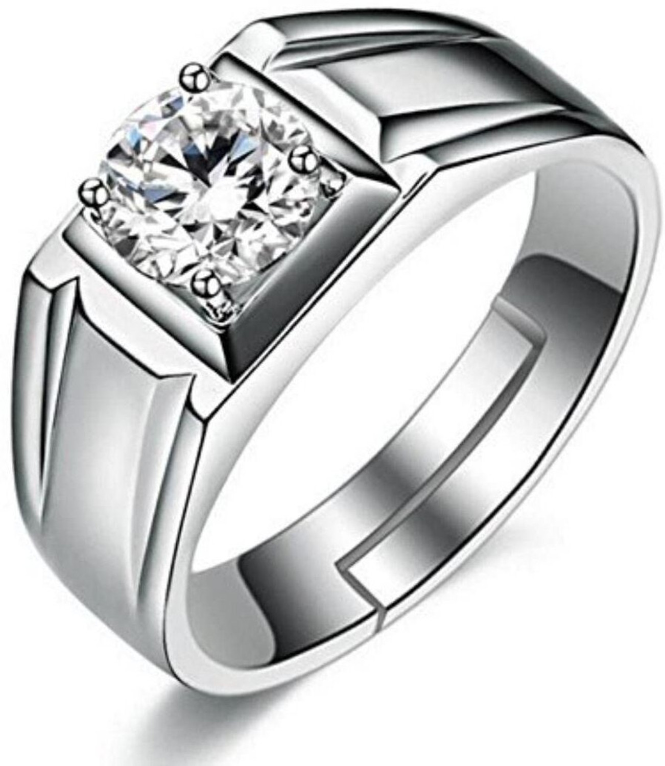 Image of MEENAZ silver ring for men Adjustable Rings For Men Boys AD gents thumb love Valentine Alloy, Steel, Metal, Brass, Copper, Stainless Steel, Stone Cubic Zirconia, Crystal, Diamond Rhodium, Platinum, Silver Plated Ring