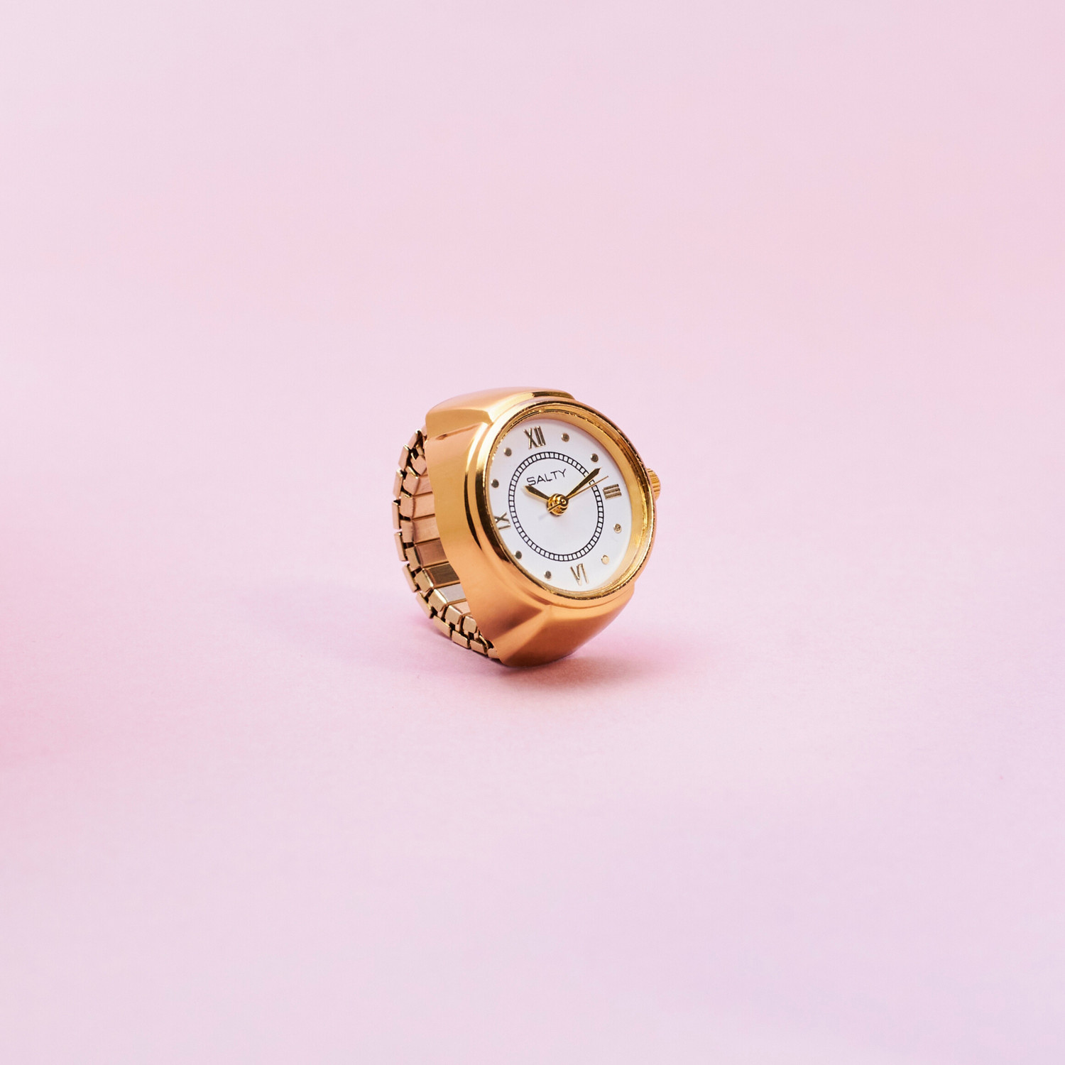 Image of Salty Watch Ring for Women & Girls Gold Ring Watch | Stylish & Stretchable | Finger Ring | Modern Design Analog Watch - For Women