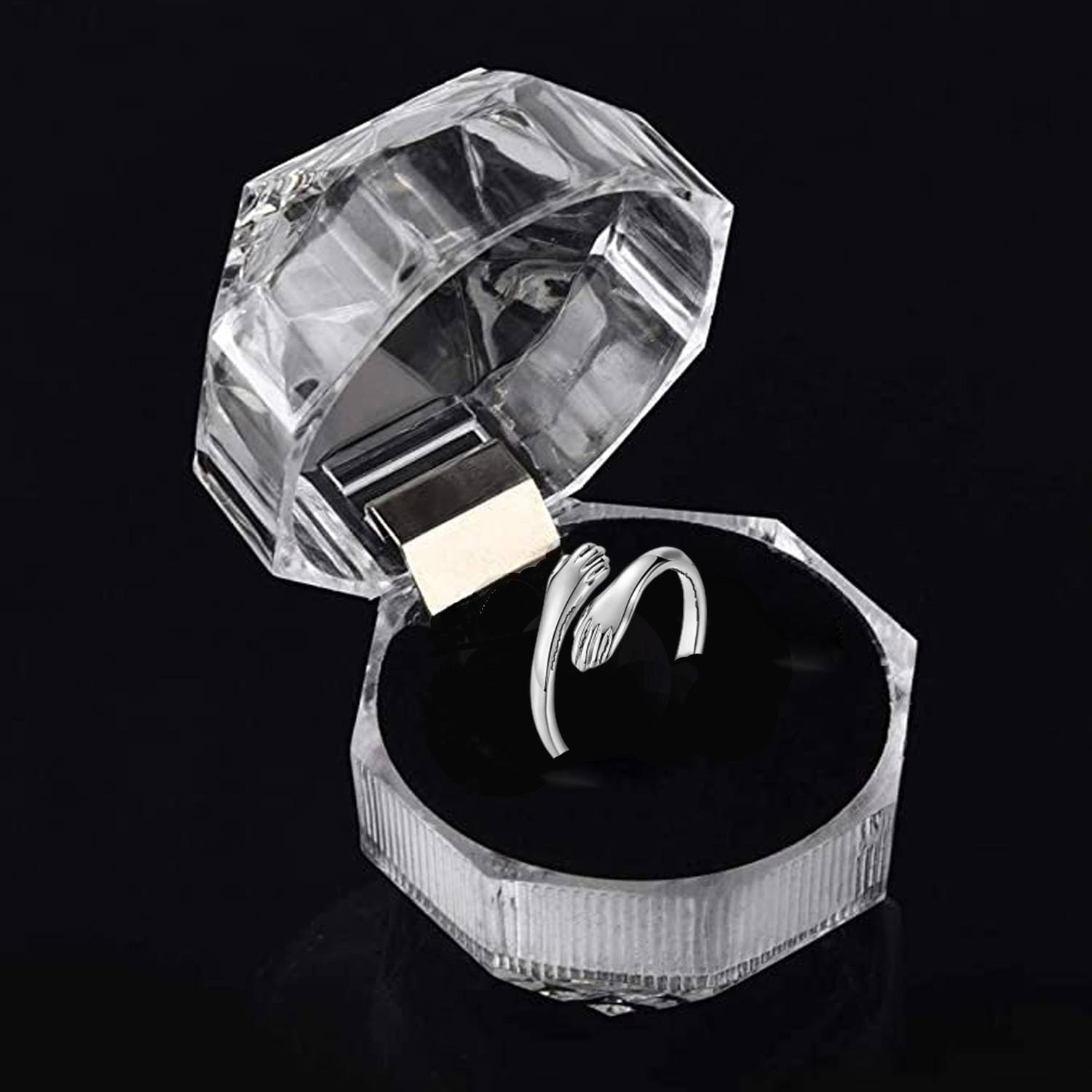 Nineteenth july Jewels 19th July Jewels Hand Stainless Adjustable Ring for Men & Women Stainless Steel Silver Plated Ring