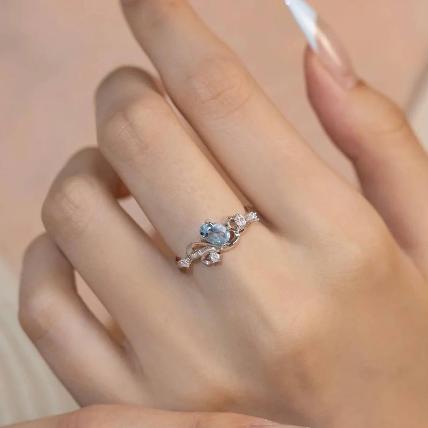 Zarkan 925 Sterling Silver Azure Tide Blue Topaz Ring - Image 2