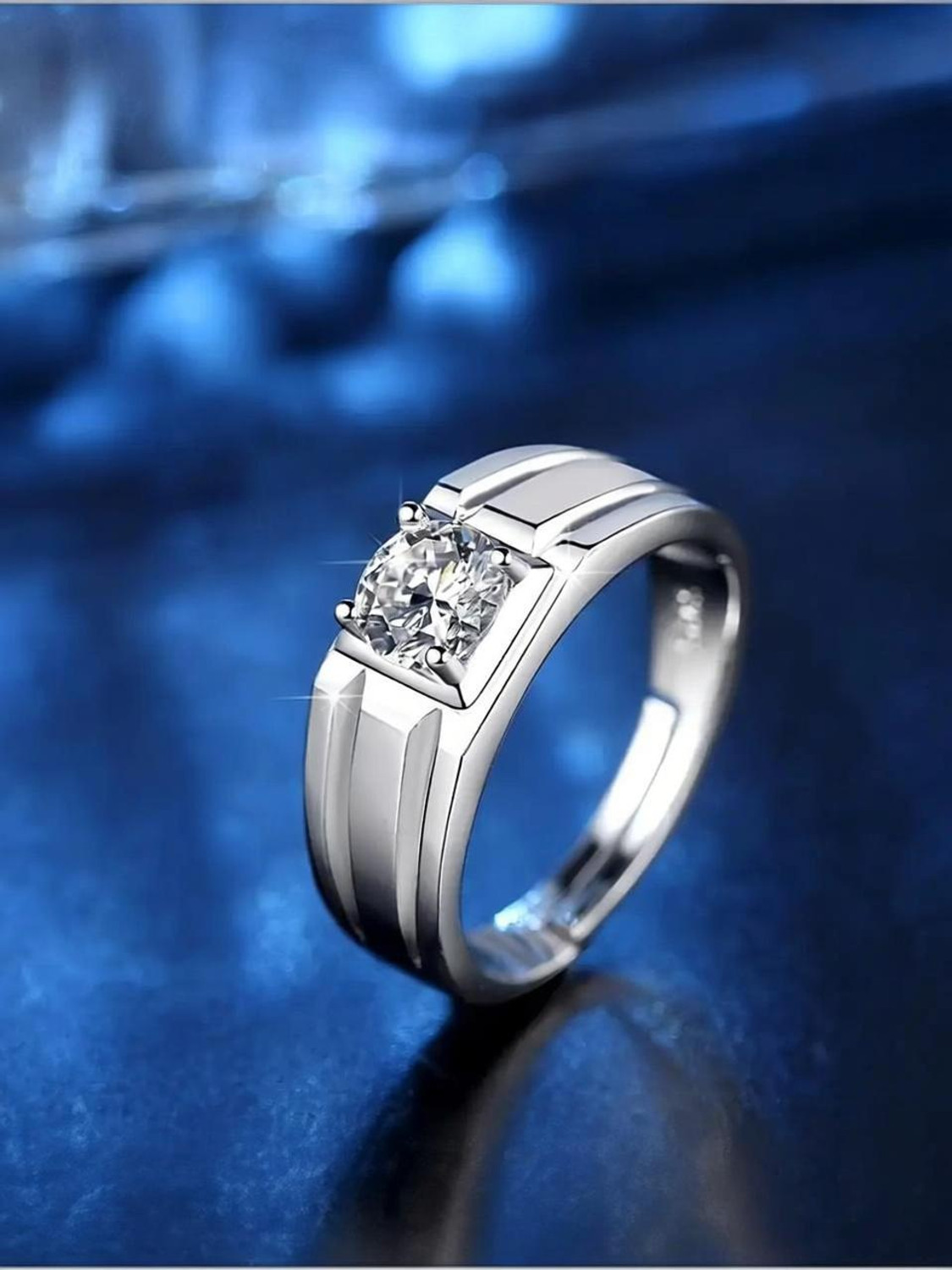 Image of MEENAZ silver ring for men Adjustable Rings For Men Boys AD gents thumb love Valentine Alloy, Steel, Metal, Brass, Copper, Stainless Steel, Stone Cubic Zirconia, Crystal, Diamond Rhodium, Platinum, Silver Plated Ring