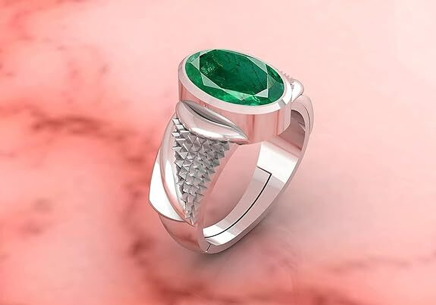 Image of SIDHGEMS 8.25 Ratti 7.25 Carat Natural Emerald /Panna Gemstone 92.5 Sterling Silver Emerald Silver Plated Ring