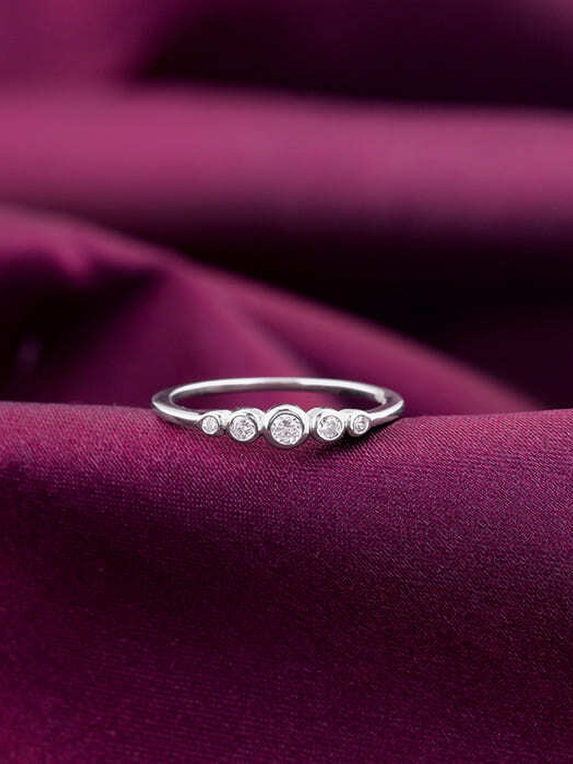 Image of GIVA 925 Silver Zircon Penta Glow Ring for Women Sterling Silver Cubic Zirconia Rhodium Plated Ring