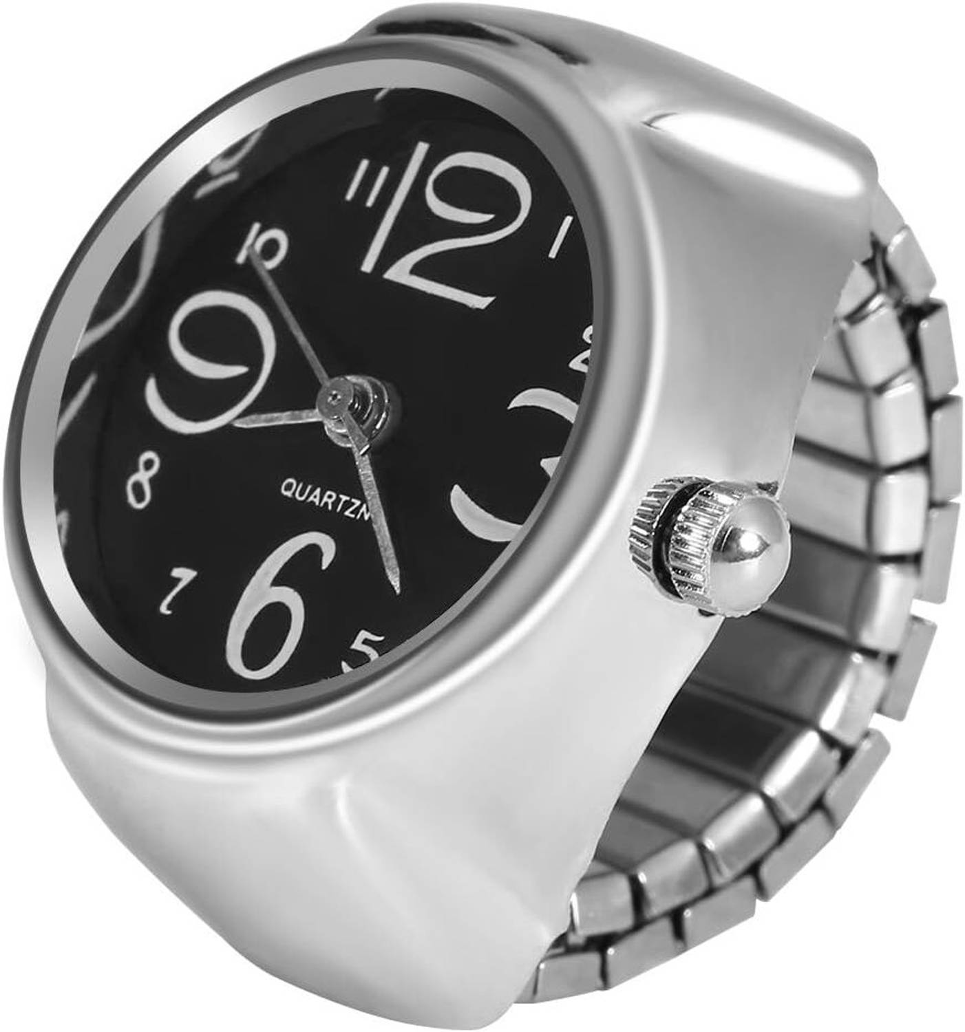 Dreamish Imitation Watch Design Rings For Women Stylish Silver Stretchable Ring Alloy, Crystal, Metal Silver Plated Ring