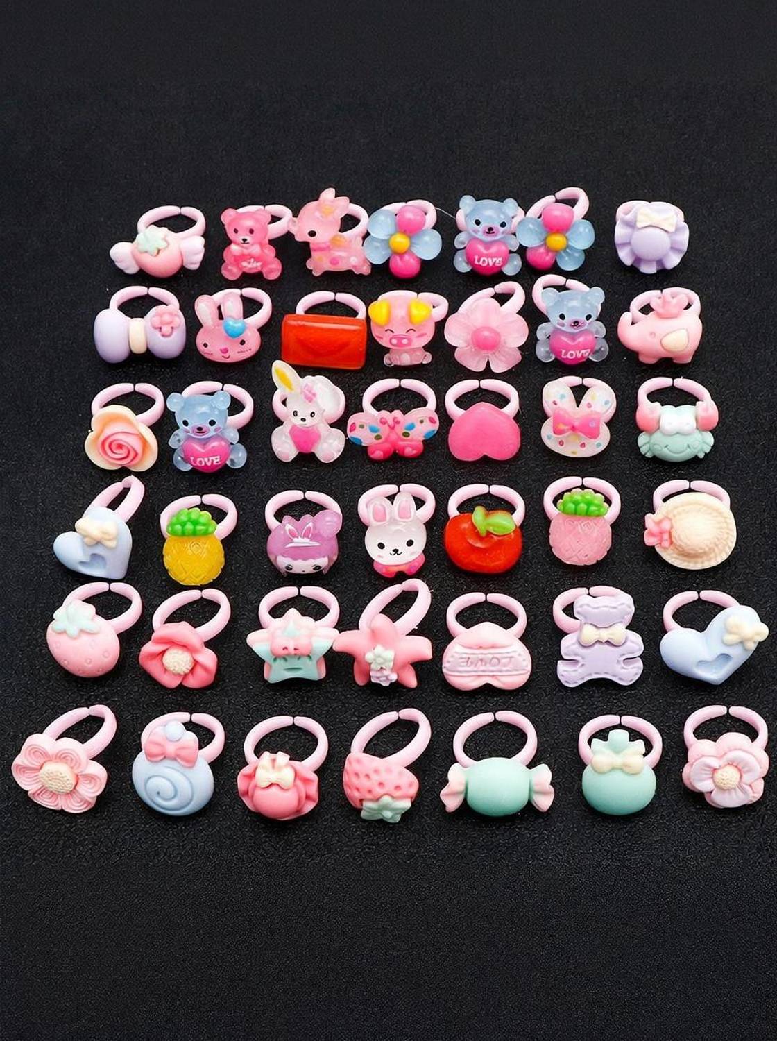 anshika Girls Kids Gift Play Toy Fancy Finger Rings Birthday Gifts Plastic Ring