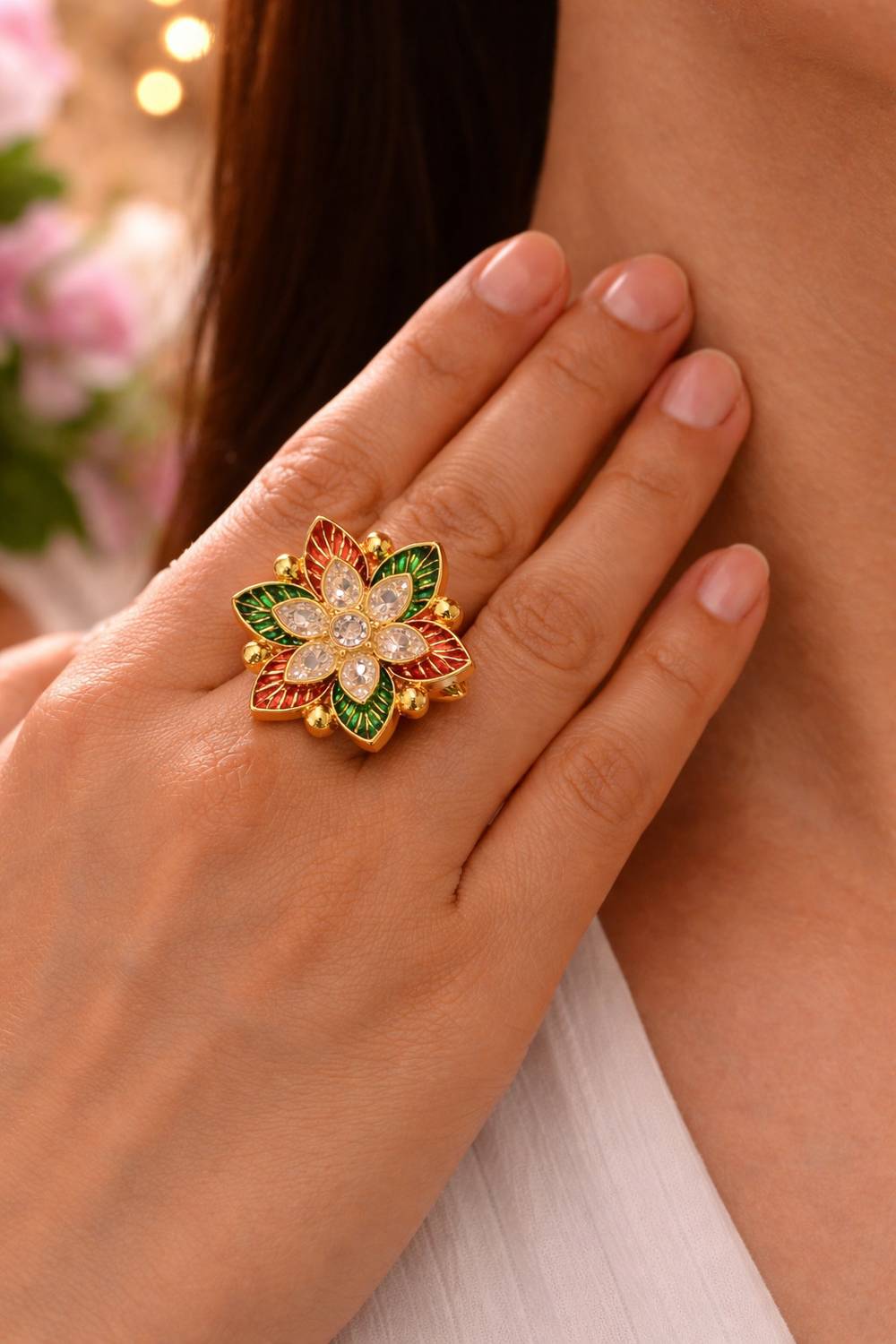aaryan Meenakari ring Brass Ring