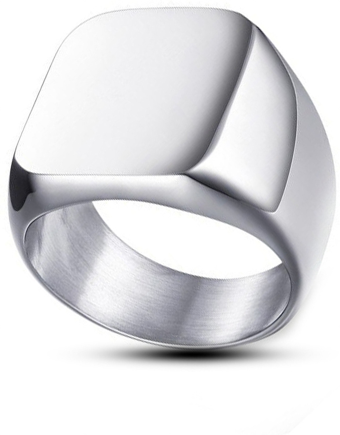 Image of Gift Nest Black And Silver Square Width Vintage pack of 2 Ring combo set for men and boys Stainless Steel Black Silver Plated Ring Set