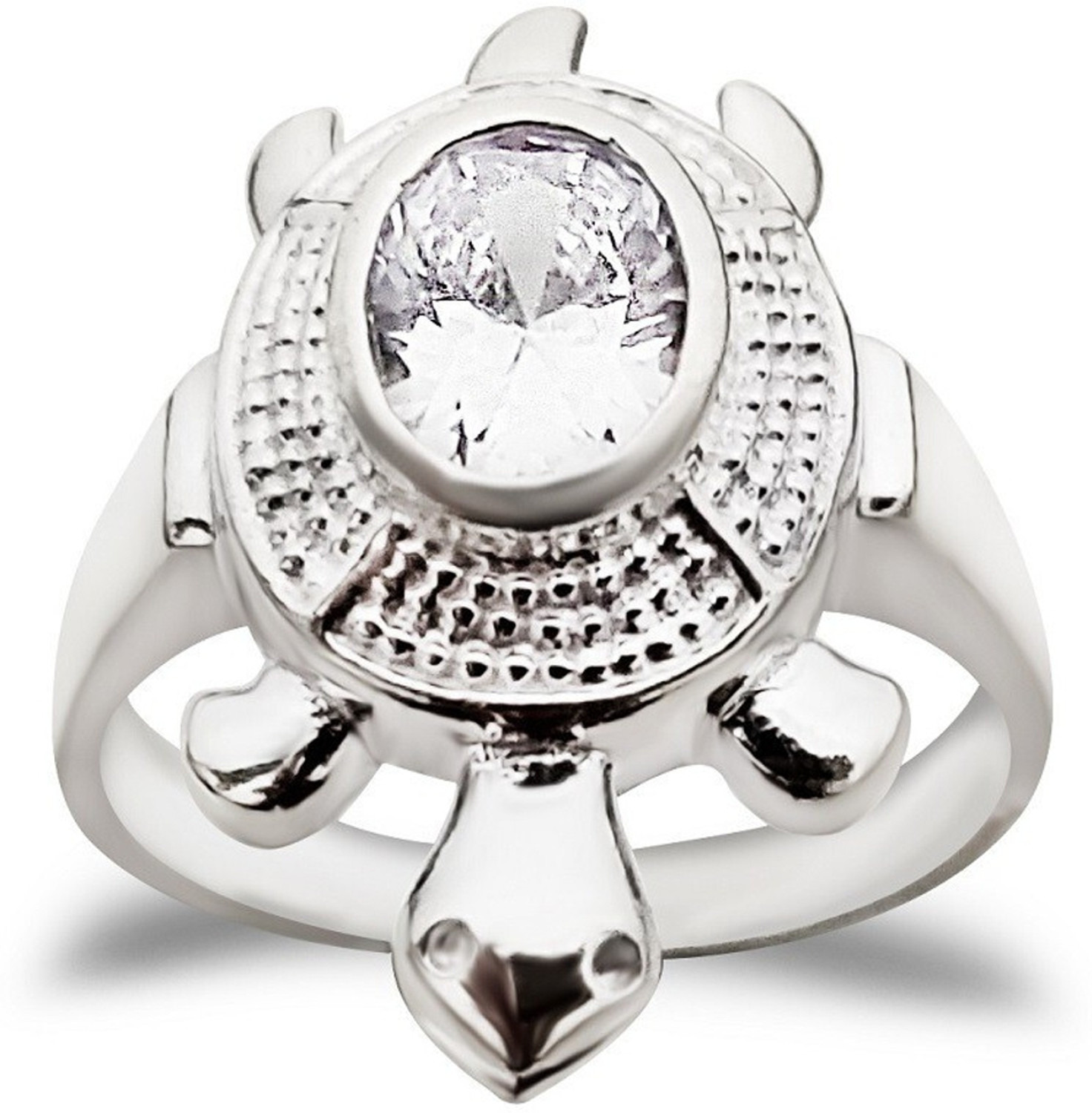 Image of MJ 925 White CZ Embellished Tortoise /Turtle Sterling Silver Cubic Zirconia Ring