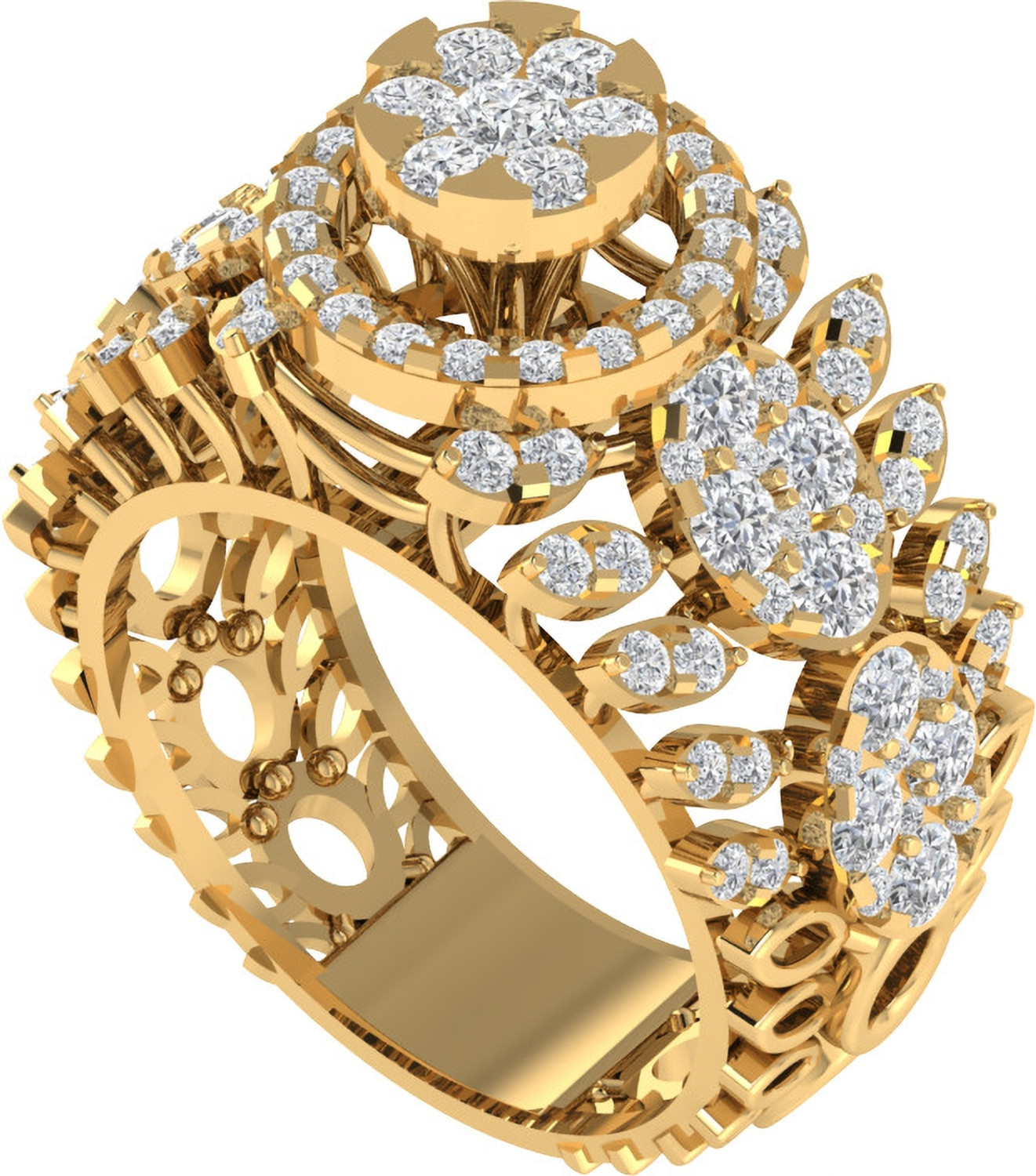 Image of Diamtrendz Jewels 925 Sterling Silver Zircon Gold Plated Ring For Women & Girls Sterling Silver Cubic Zirconia Gold Plated Ring