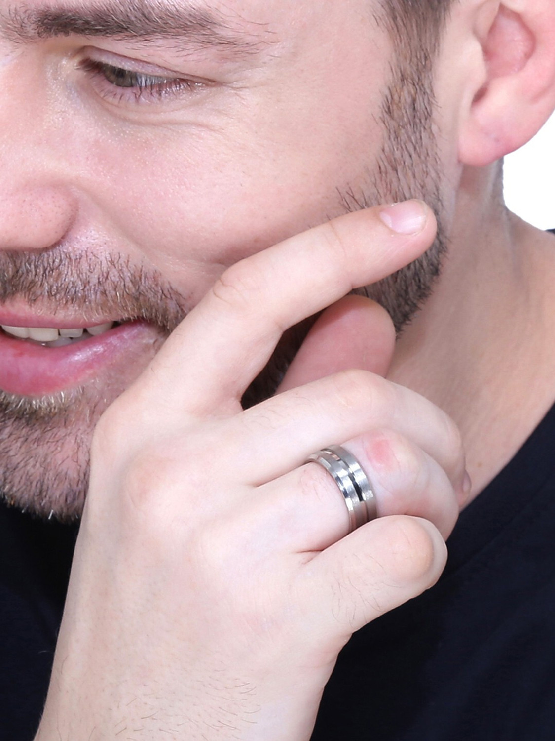 Image of YELLOW CHIMES Metal Black Silver Plated Ring