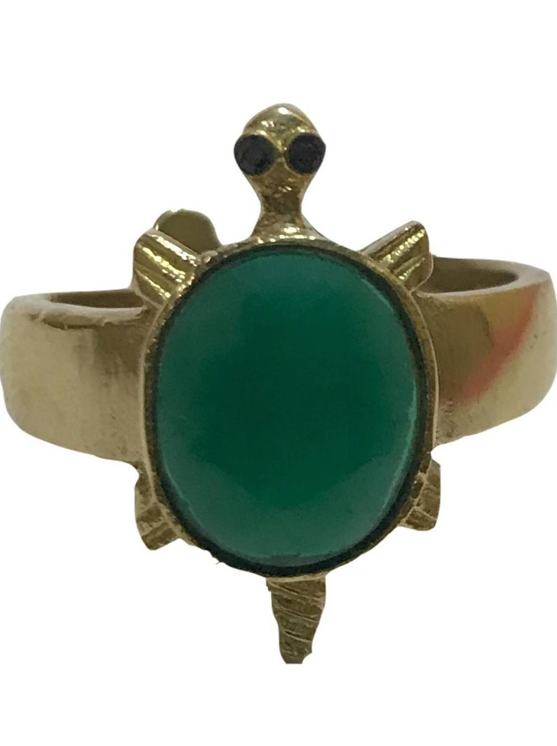 3SIX5 Green Kachua Tortoise Meru Ring | Beautiful Adjustable Green Zircon Tortoise Brass Zircon Ring
