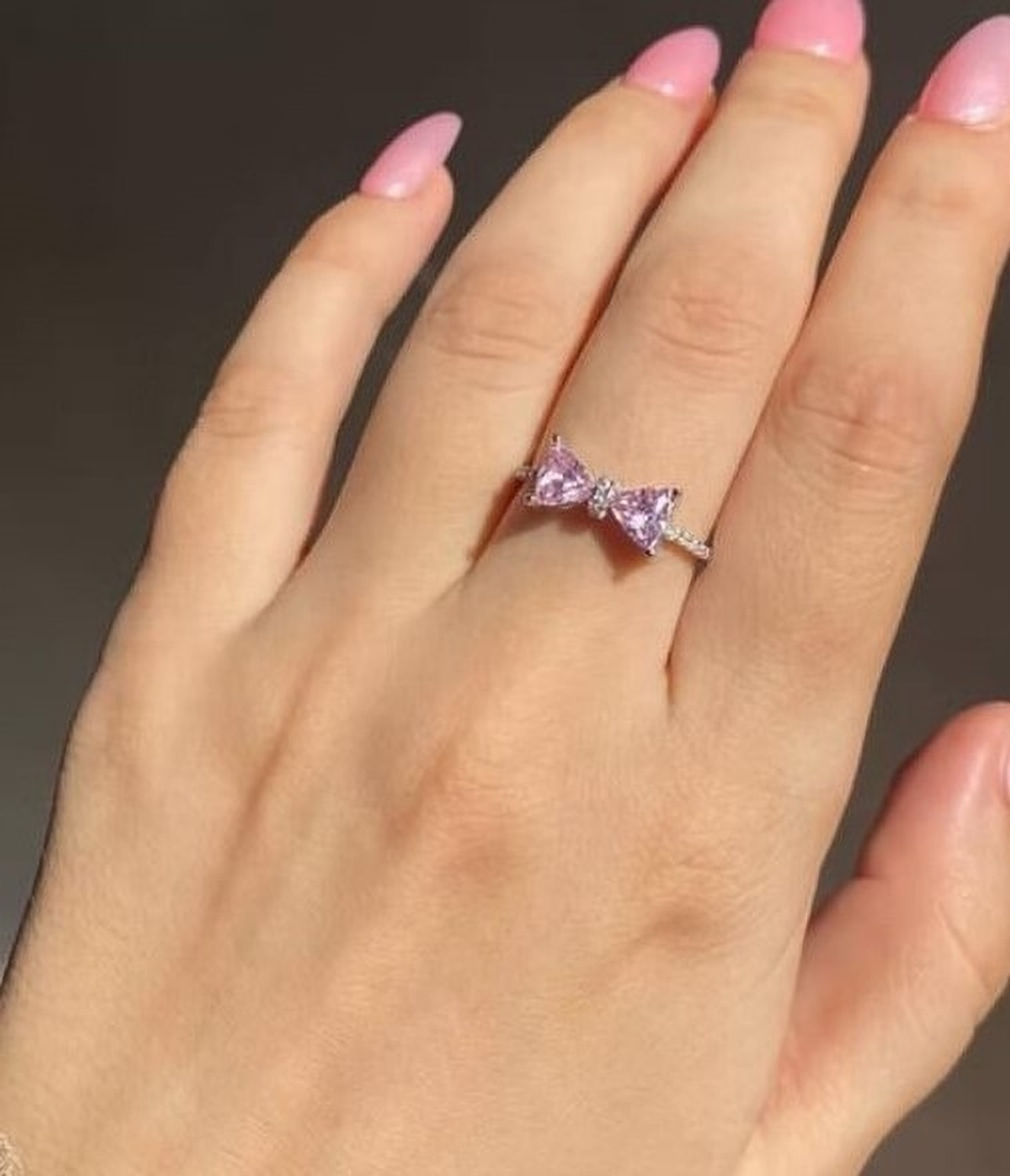 Image of LBTK Korean Barbie bow ring stainless Stainless Steel Cubic Zirconia Silver Plated Ring