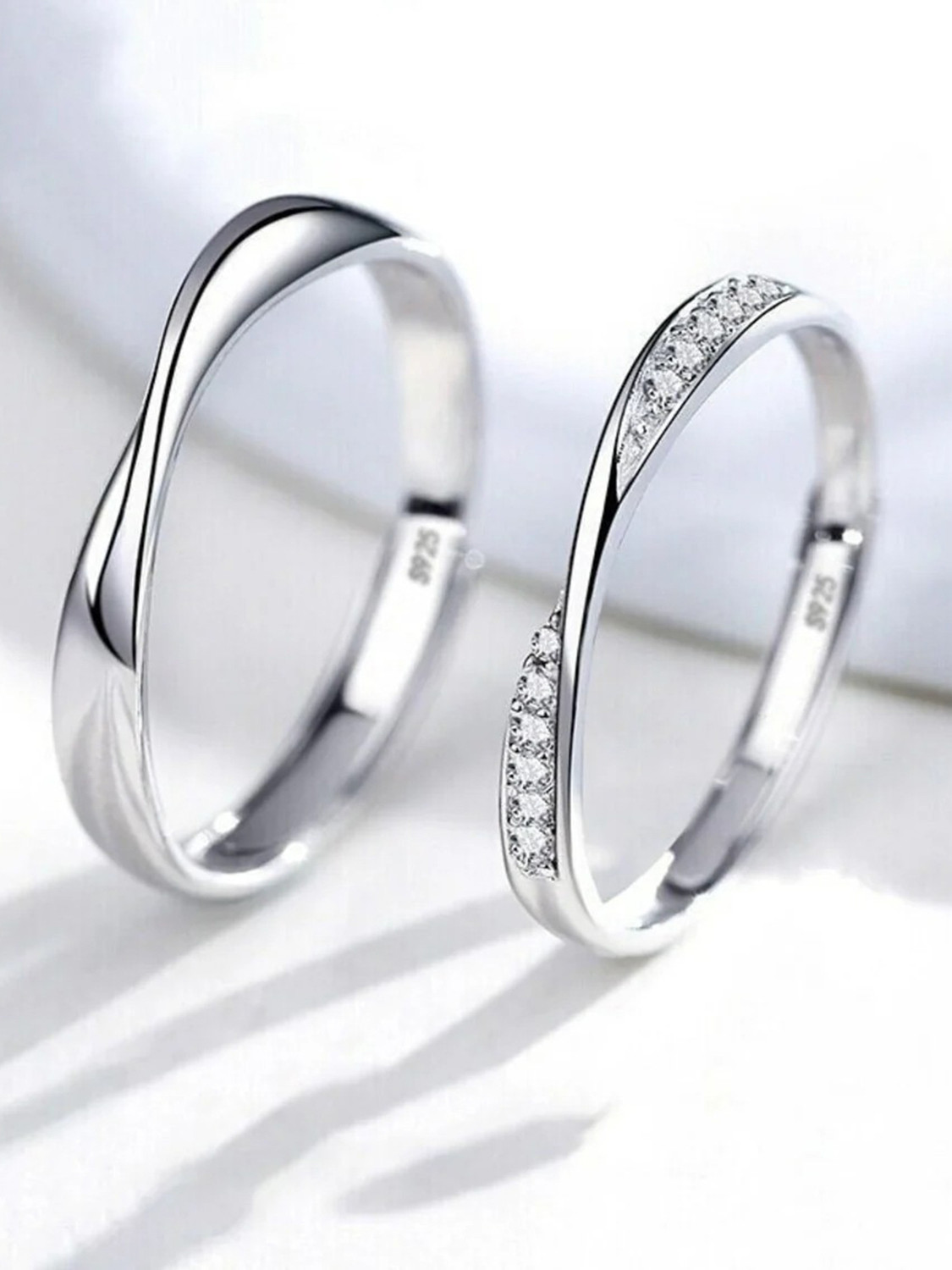 Image of pasu fashion Valentine Gift Couple Ring for lovers Valentine Special King Queen Couple Ring Alloy Cubic Zirconia Platinum Plated Ring Set