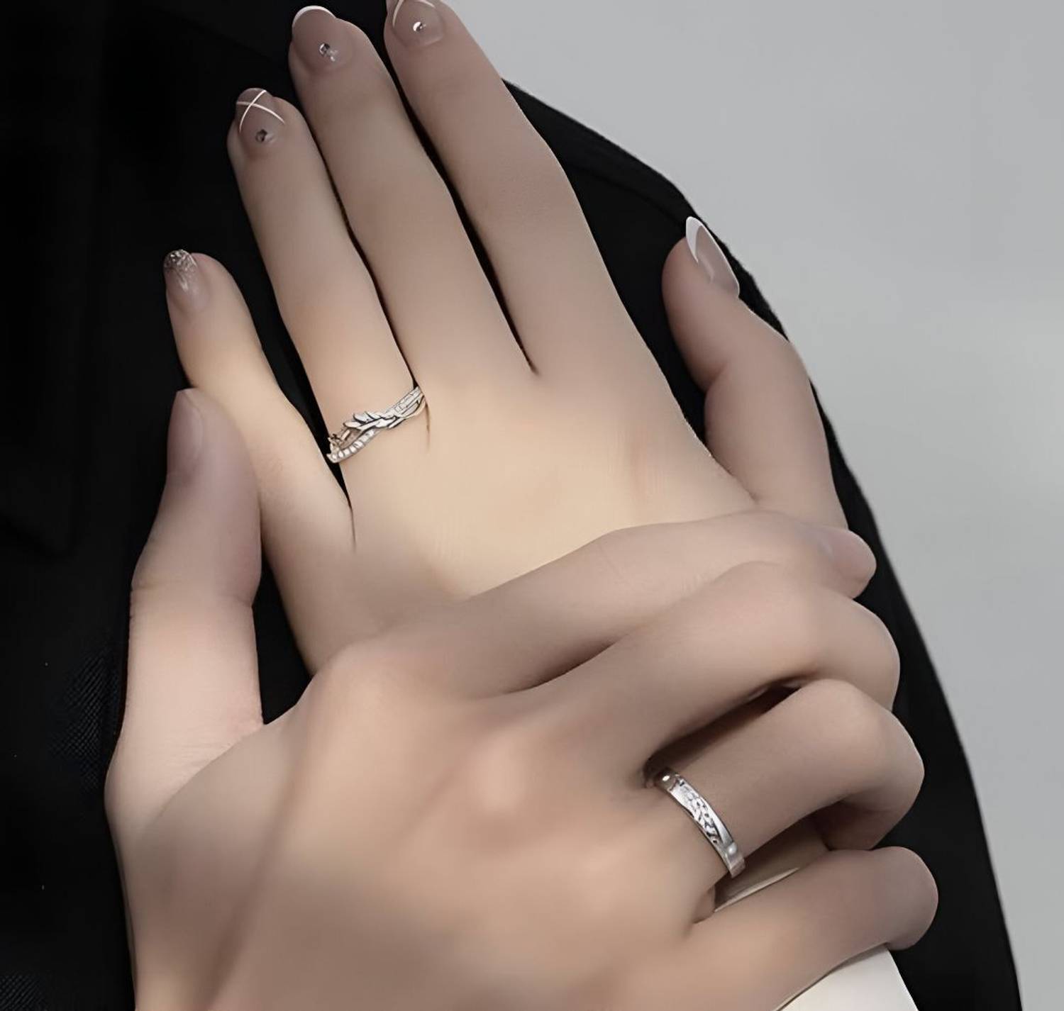 GanPatique Adjustable Couple Rings Set Silver - Image 2