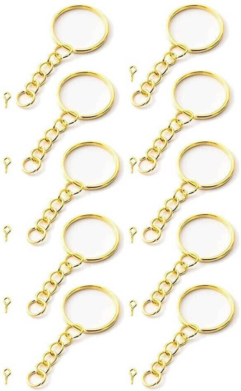 BanteyBanatey Loops Rings for Jewelry Making/Findings, Art and Craft with chain pack of 10 Metal Gold Plated Chain Ring - Multi Finger
