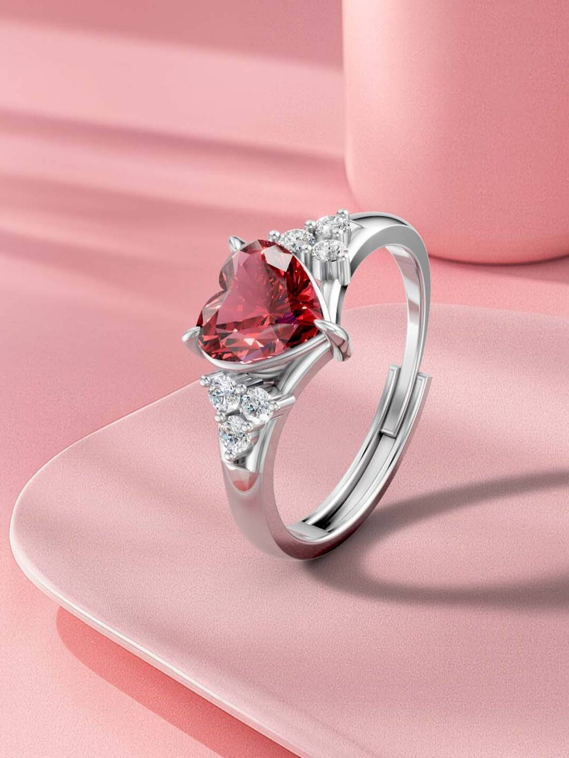 Miss Highness 925 Silver Red Heart Ring - Image 1
