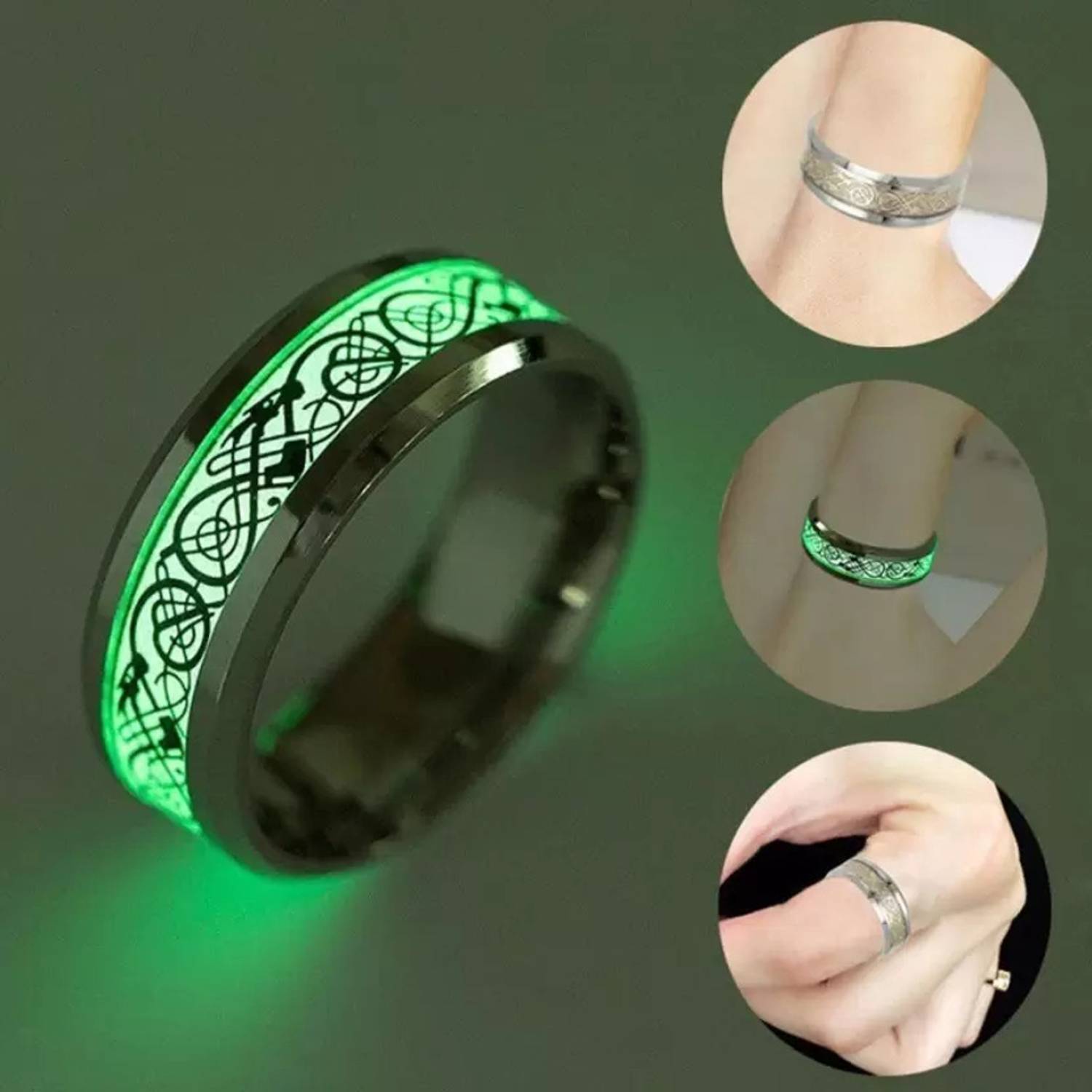 vien Glow in the Dark Dragon Texture Ring - Image 2