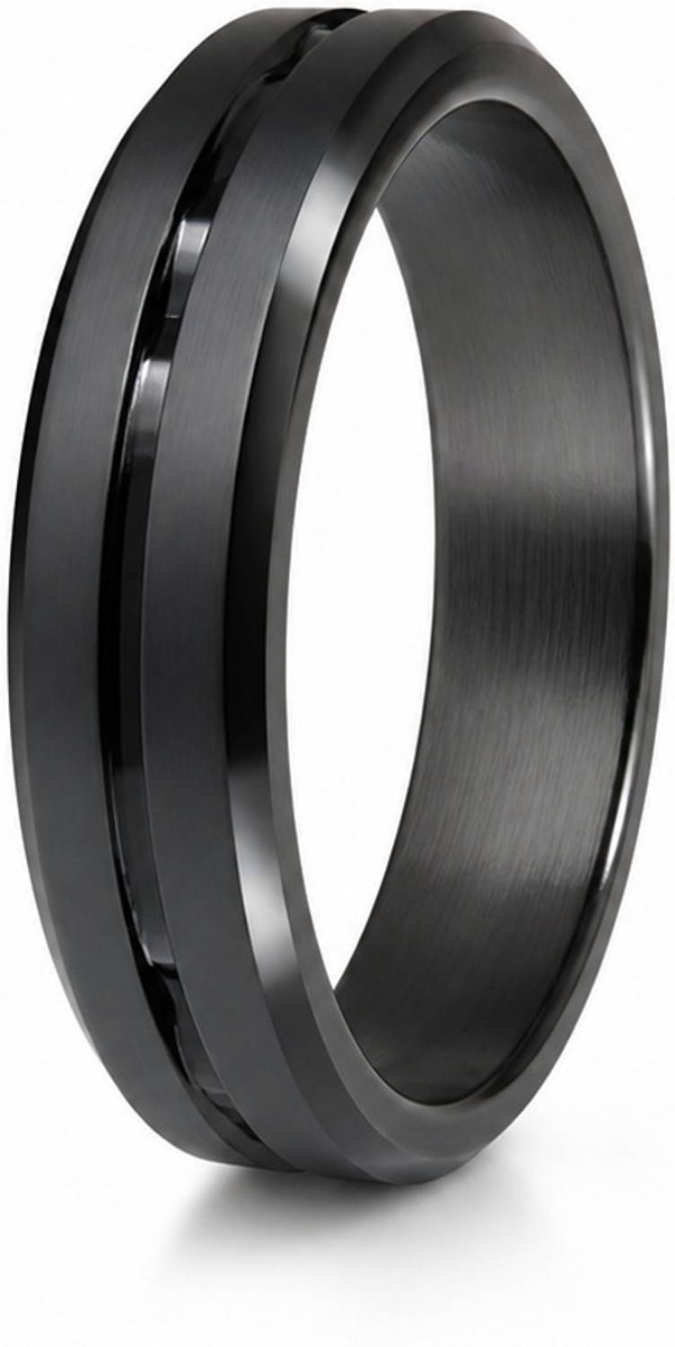 Bhasin Obsidian Edge Matte Black Ring - Image 1