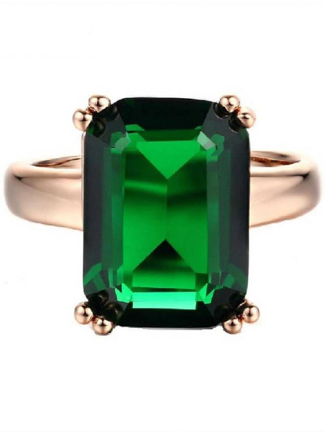 Chopra Gems Ratti 6.50 Emerald Panna Ring Certified Loose Gemstone Ring Brass Emerald Gold Plated Ring