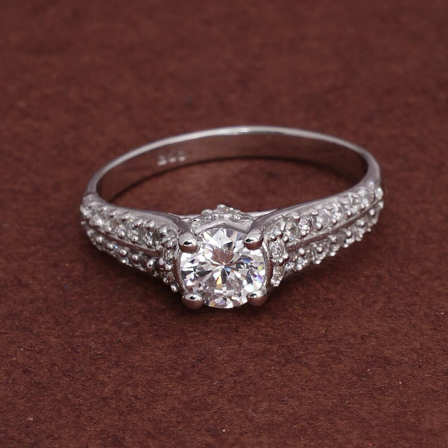Image of PALMONAS PALMONAS 925 Sterling Silver Crimson Love 925 Silver Ring for Womens Sterling Silver Cubic Zirconia Rhodium Plated Ring