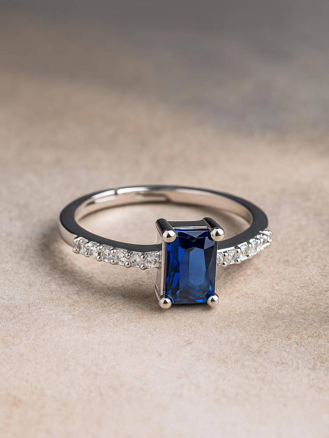 BOGHRA SALES Blue Diamond Silver Ring For Girls,Women Silver Diamond Silver Plated Ring