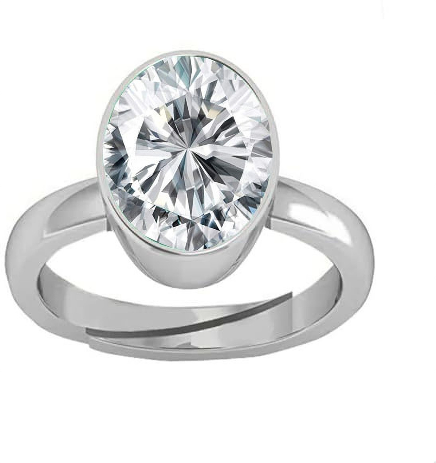 Image of Sidharth Gems 11.25 Ratti 10.00 Crt Zircon Ring Diamond Ring American Diamond Zircon Stone Brass Zircon Silver Plated Ring