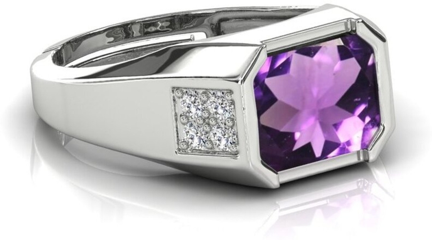 Image of RRVGEM Amethyst ring 9.00 Carat 9.25 Ratti for men And Women Metal Amethyst Silver Plated Ring
