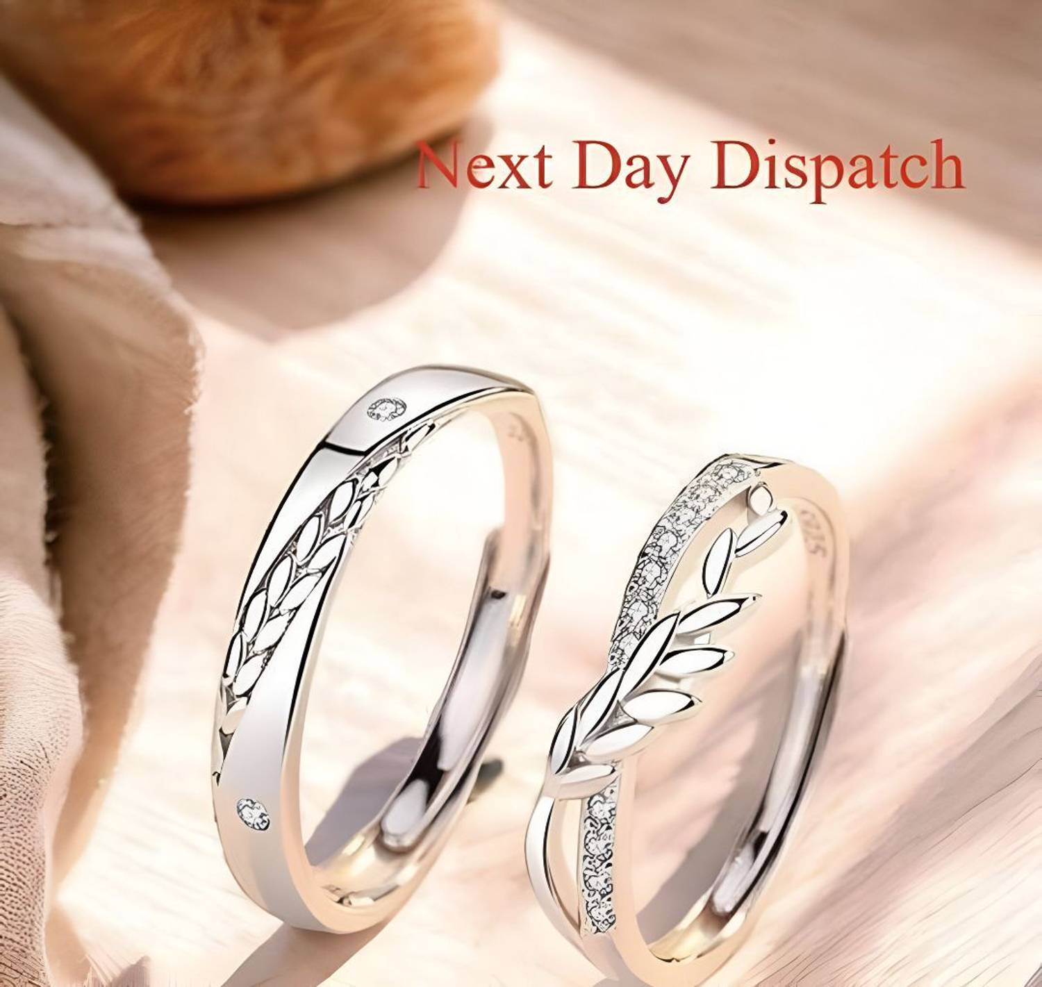 GanPatique Adjustable Couple Rings Set Silver - Image 4