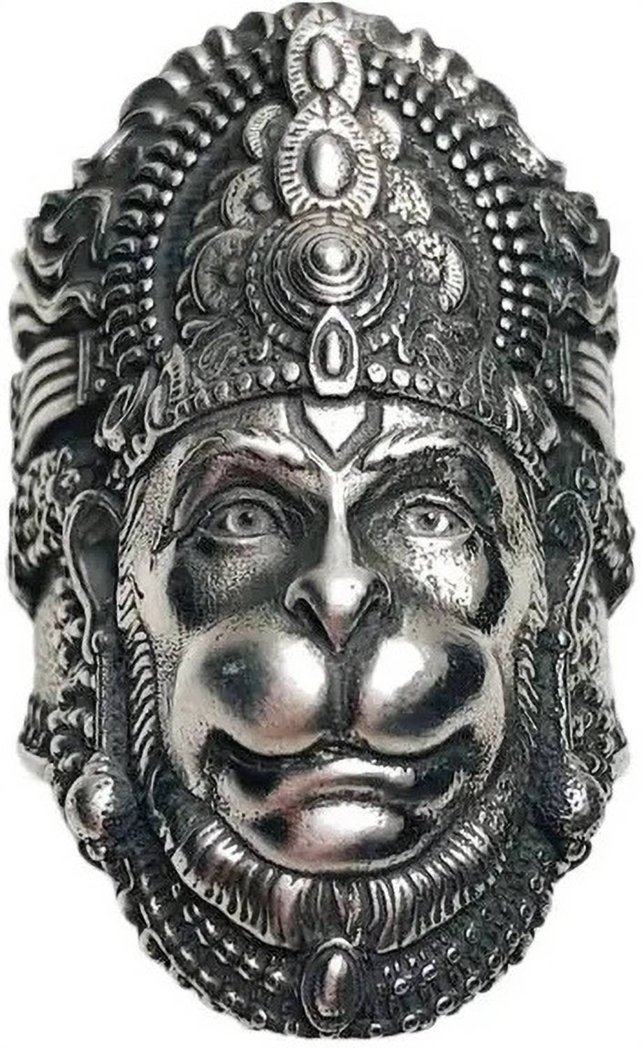 BigWheels Silver Shri Bajrangbali Sankat Mochan Hanuman Ji Head Thumb Finger/Knuckle Ring Metal Silver Plated Ring