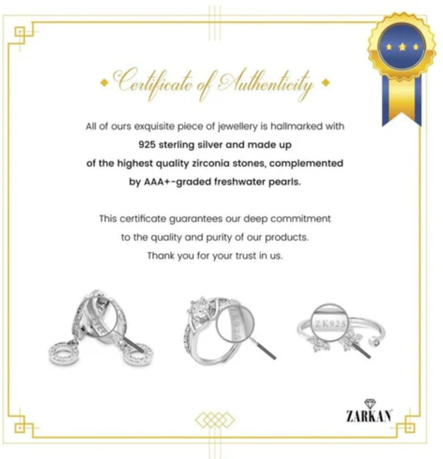 Image of Zarkan Certified | 925 Hallmark | Silver Snow Flower Rose Gold Pendant Rhodium Cubic Zirconia Silver Pendant