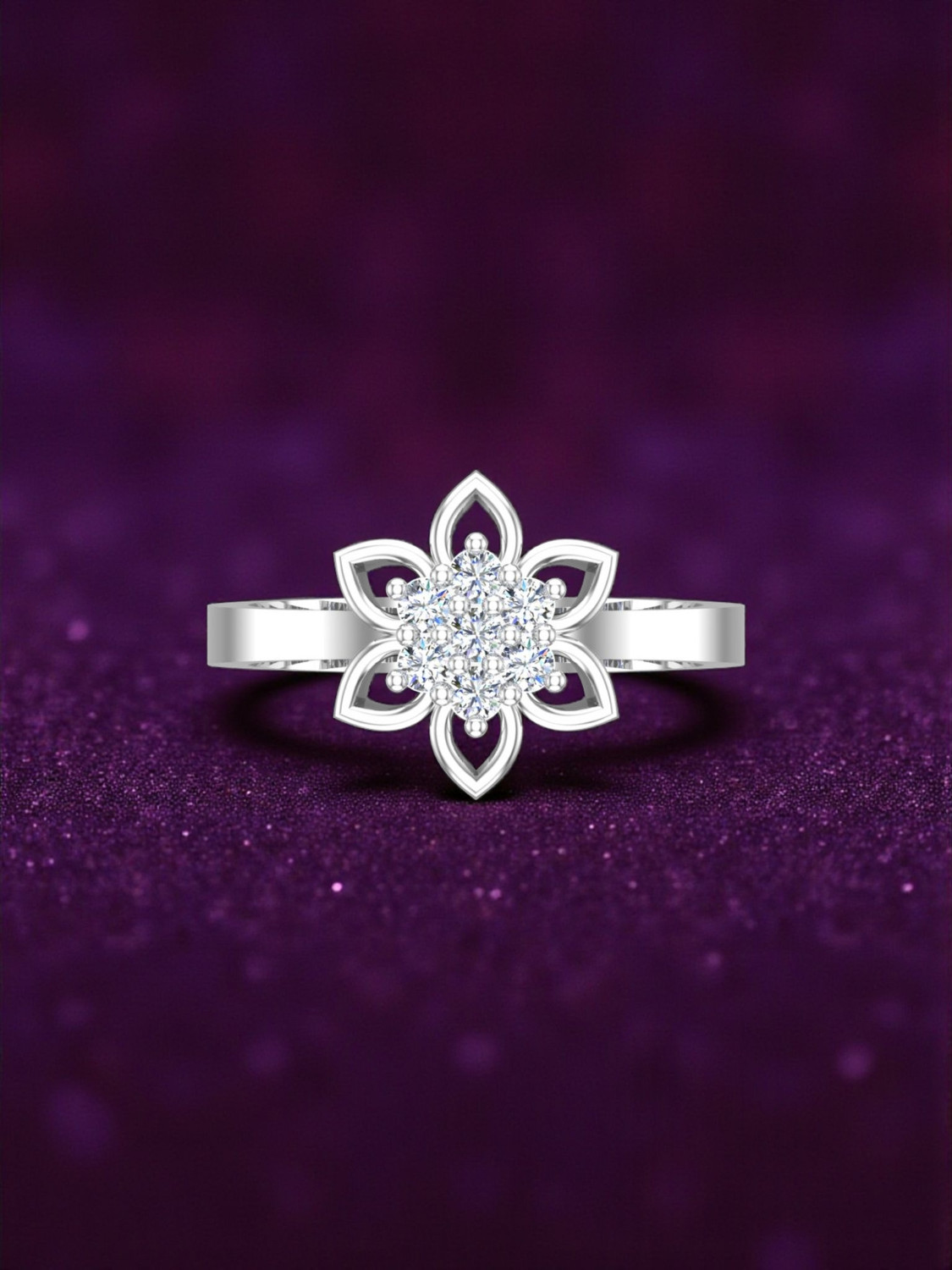 Image of SH24K Pure 925 Sterling Silver Ring For Woman | Adjustable Rhodium Plated Ring | Sterling Silver Cubic Zirconia Rhodium Plated Ring