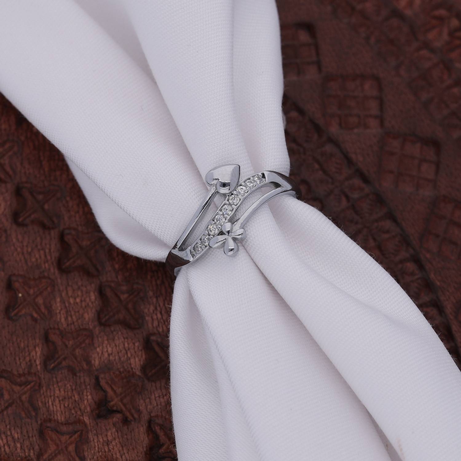 brado jewellery Silver Plated American Diamond Adjustable Finger Ring for Women and Girls Silver Diamond Silver Plated Ring