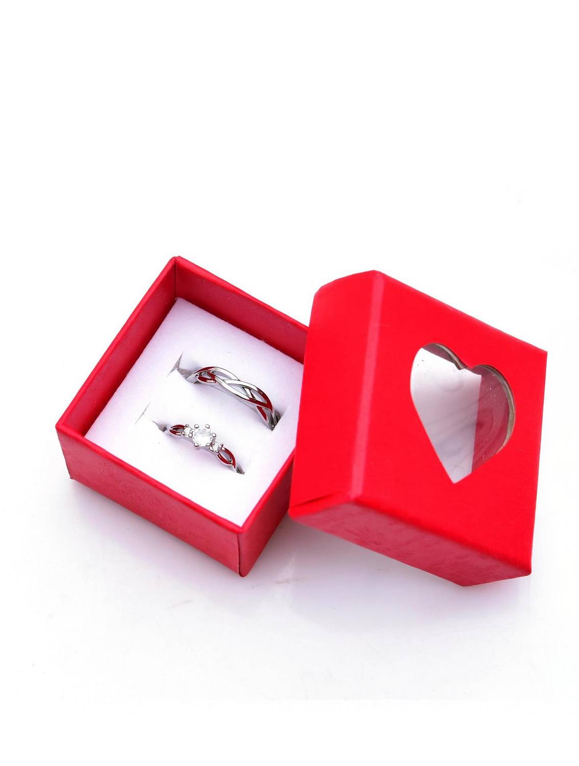 arvind's Love, Wedding & Engagement, Everyday, Workwear Alloy Crystal Rhodium Plated Ring Set